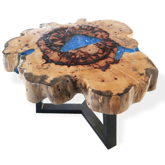 Tamarind and Resin Coffee Table - Sky Blue - Image 6