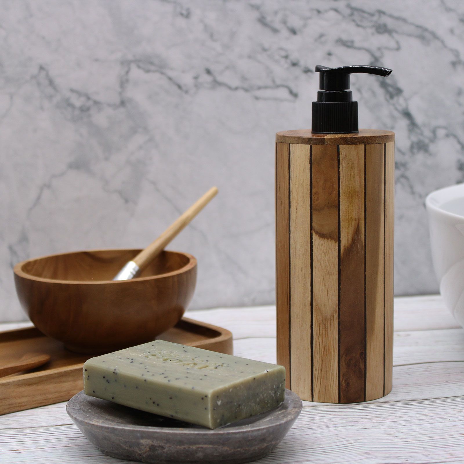 Natural Teakwood Soap Dispenser - Round - Image 10