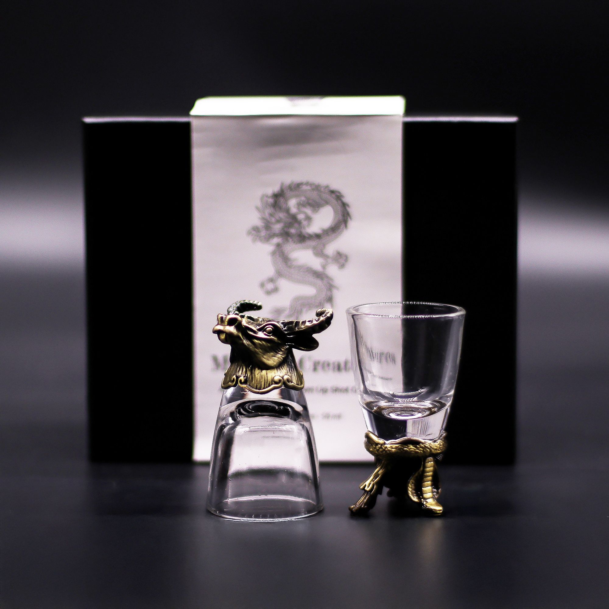Gift Set of 6 Shot Glasses (50ml) - Mystical Creatures - Antique Bronze - Image 5