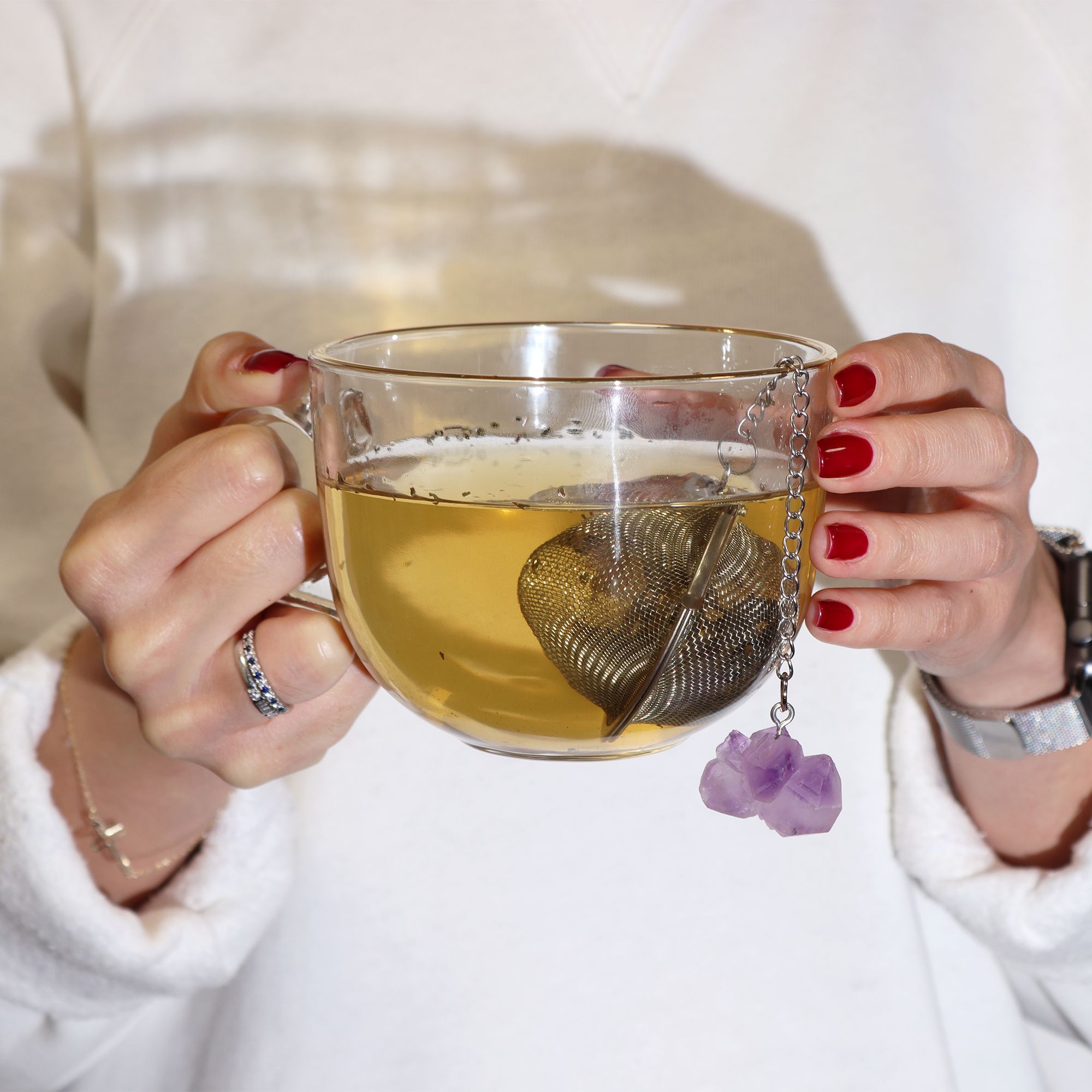 Raw Crystal Gemstone Tea Strainer - Smoky Quartz - Image 6