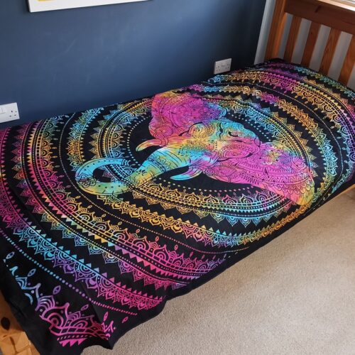Single Cotton Bedspread + Wall Hanging - Elephant Head