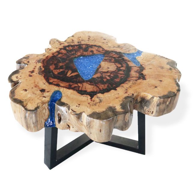 Tamarind and Resin Coffee Table - Sky Blue - Image 5