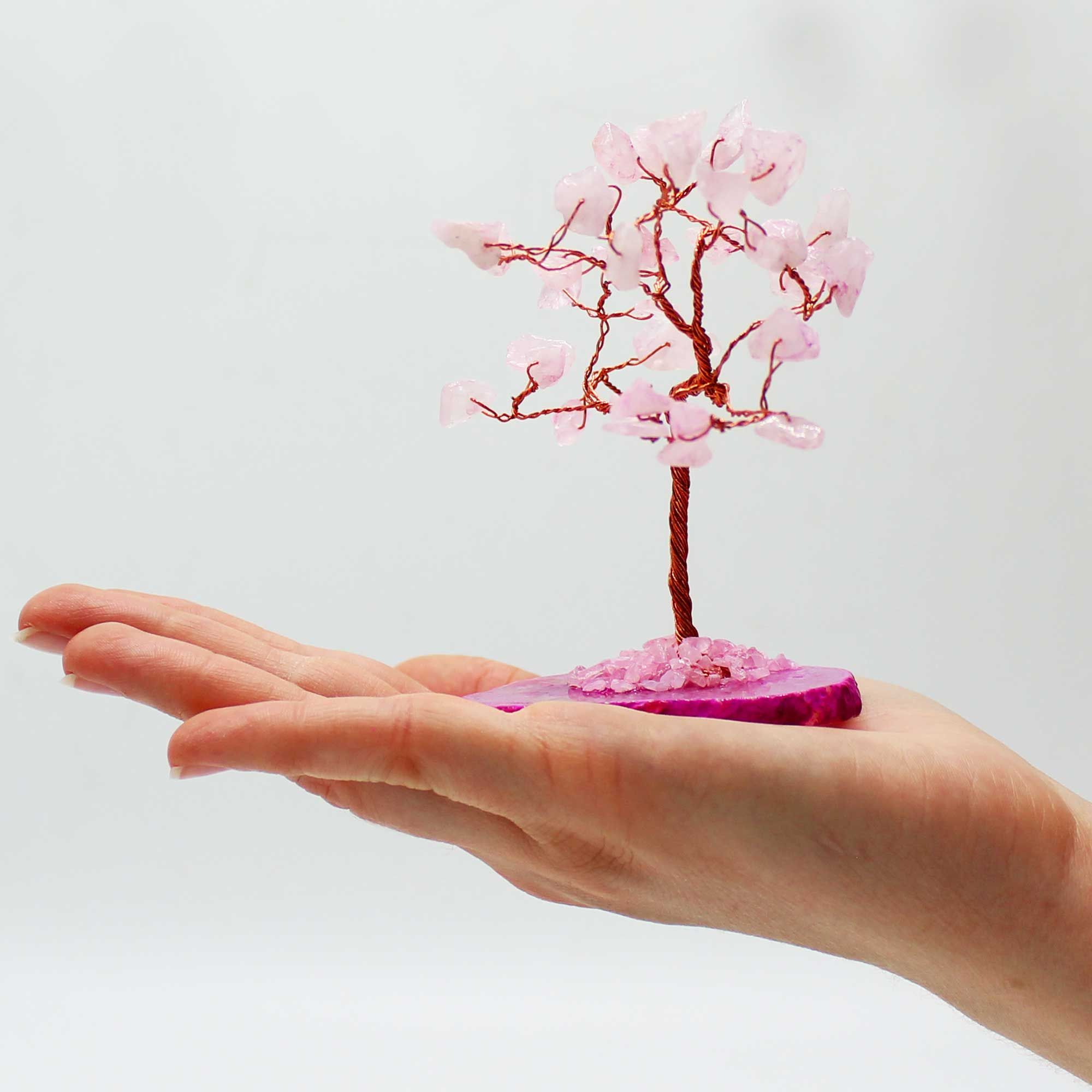 Gemstone Tree - Rose Quartz on Pink Agate Base (35 stones) - Image 2