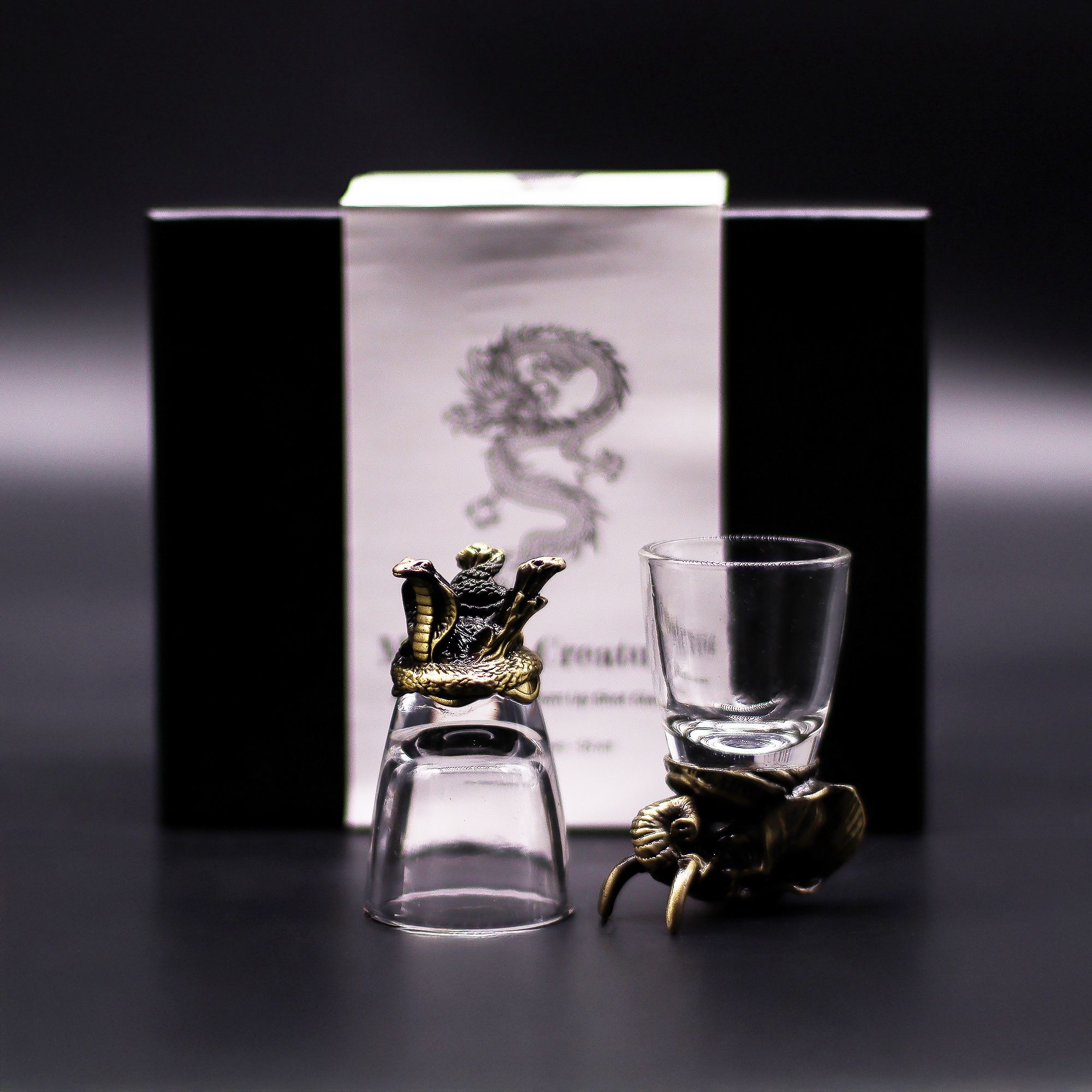 Gift Set of 6 Shot Glasses (50ml) - Mystical Creatures - Antique Bronze - Image 6