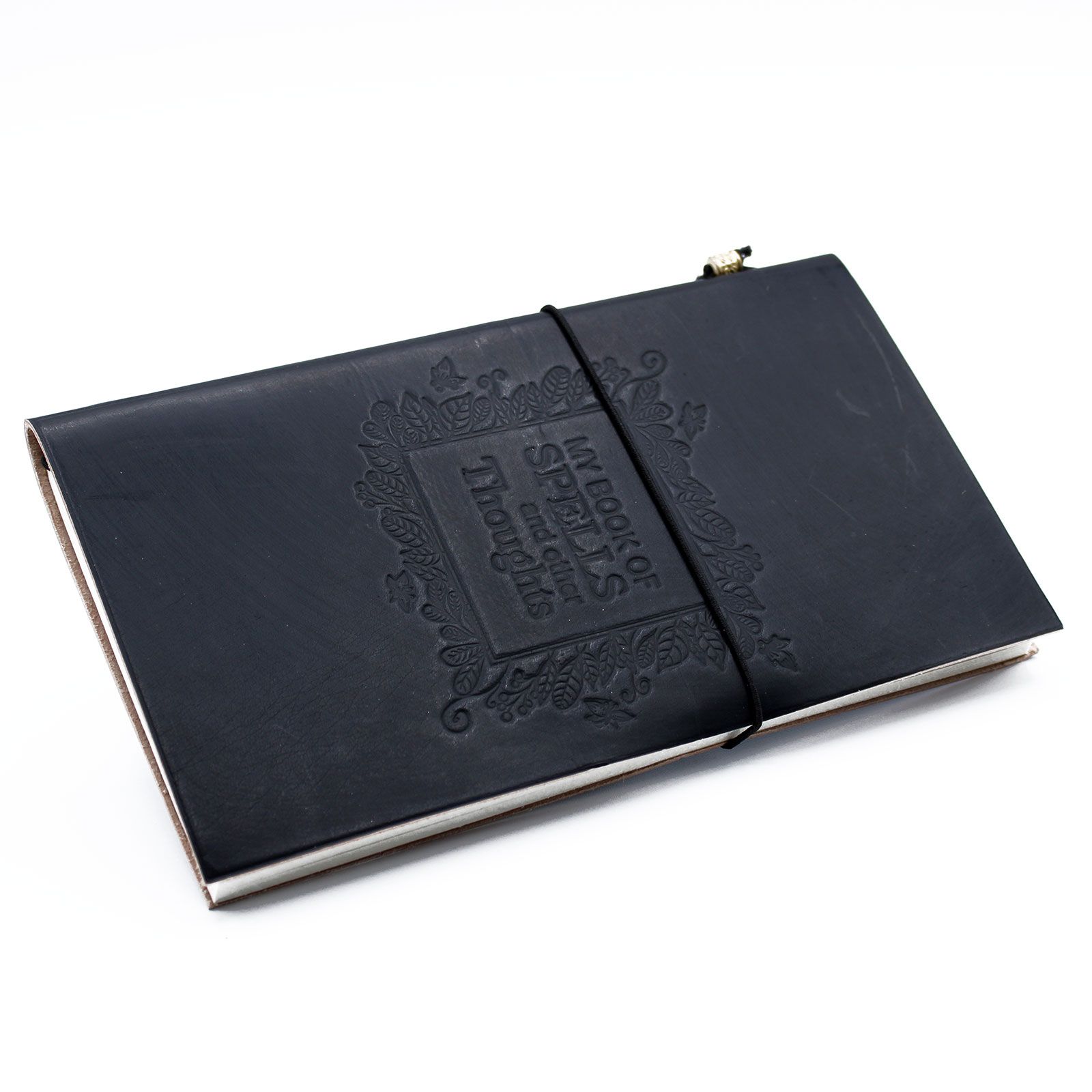 Handmade Leather Journal - My Book of Spells and other Thoughts - Black - Image 5