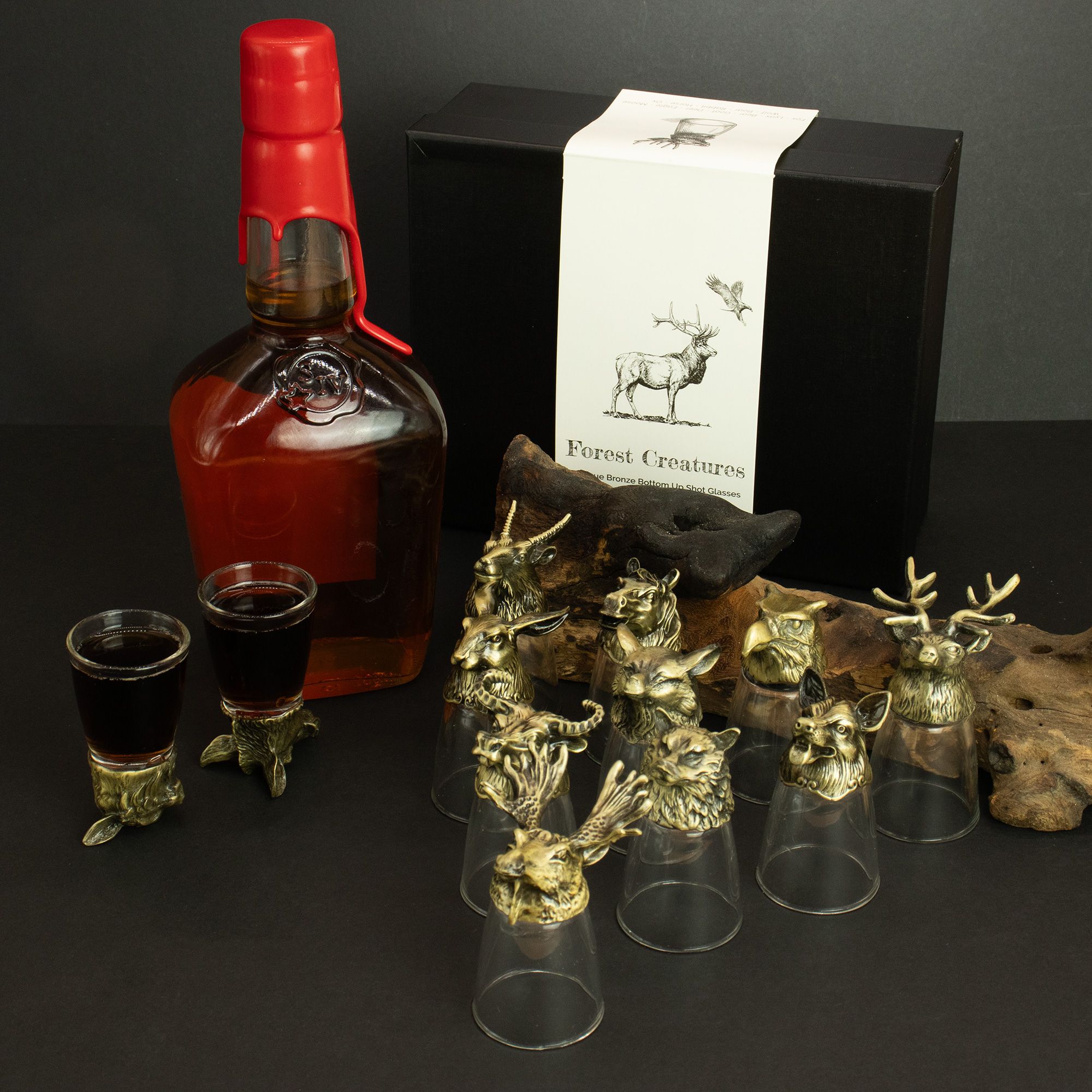 Gift Set of 12 Bottom Up Shot Glasses (25ml) - Forest & Mystical Creatures - Antique Bronze - Image 12