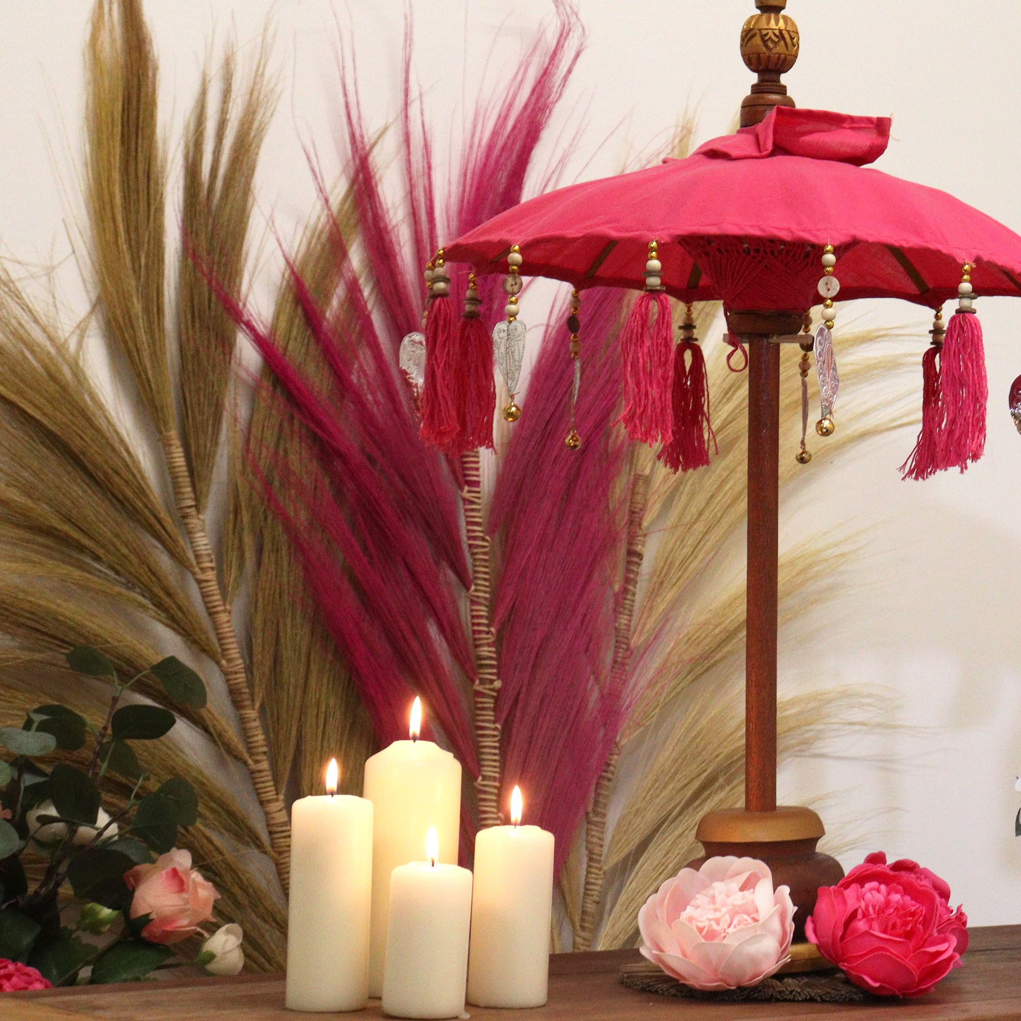 Bali Home Decor Parasol - Cotton - Pink- 40cm - Image 6