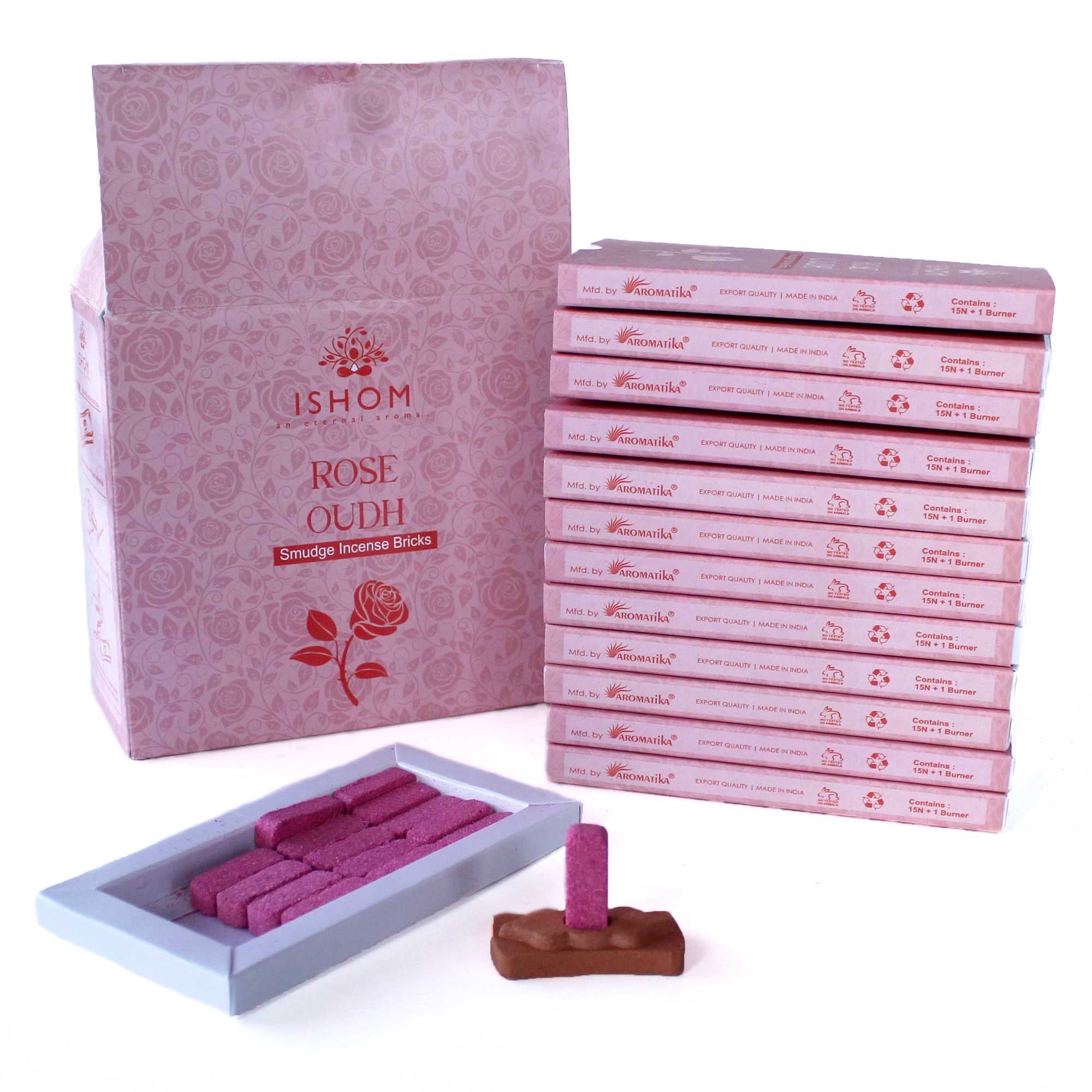Pack of 15 Natural Incense Smudge Bricks and Burner - Rose Wood - Image 2