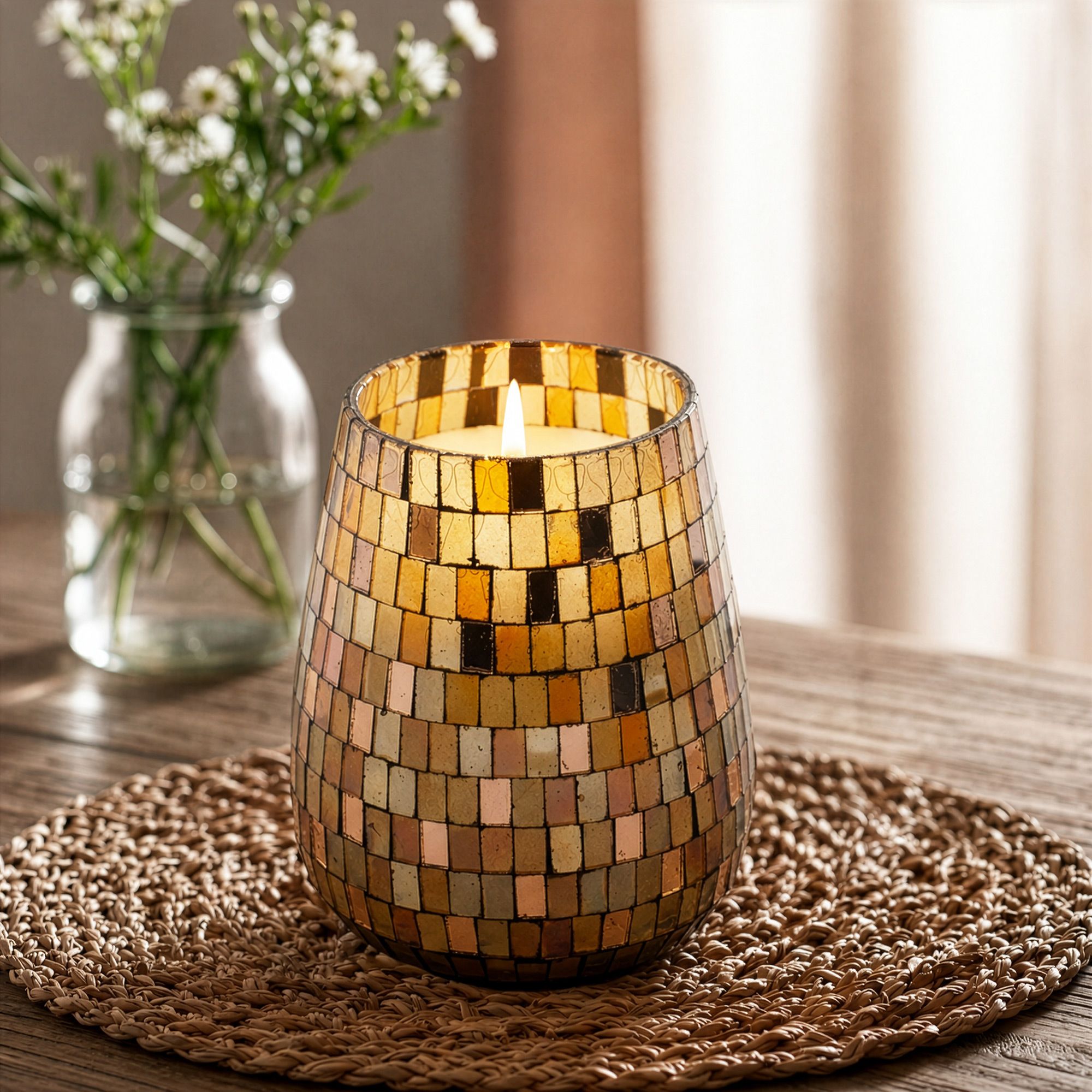 Tall Glass Jar Candles - Amber Mosaic - Image 3