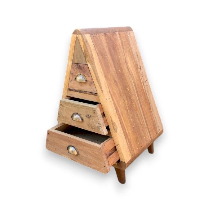 Mr Triangle Decoration Storage 3 Draws - Recycled Wood - Image 2