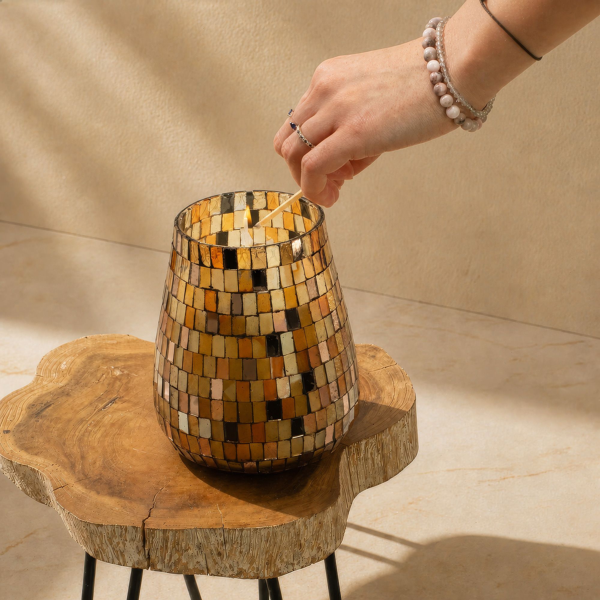 Tall Glass Jar Candles - Amber Mosaic - Image 2