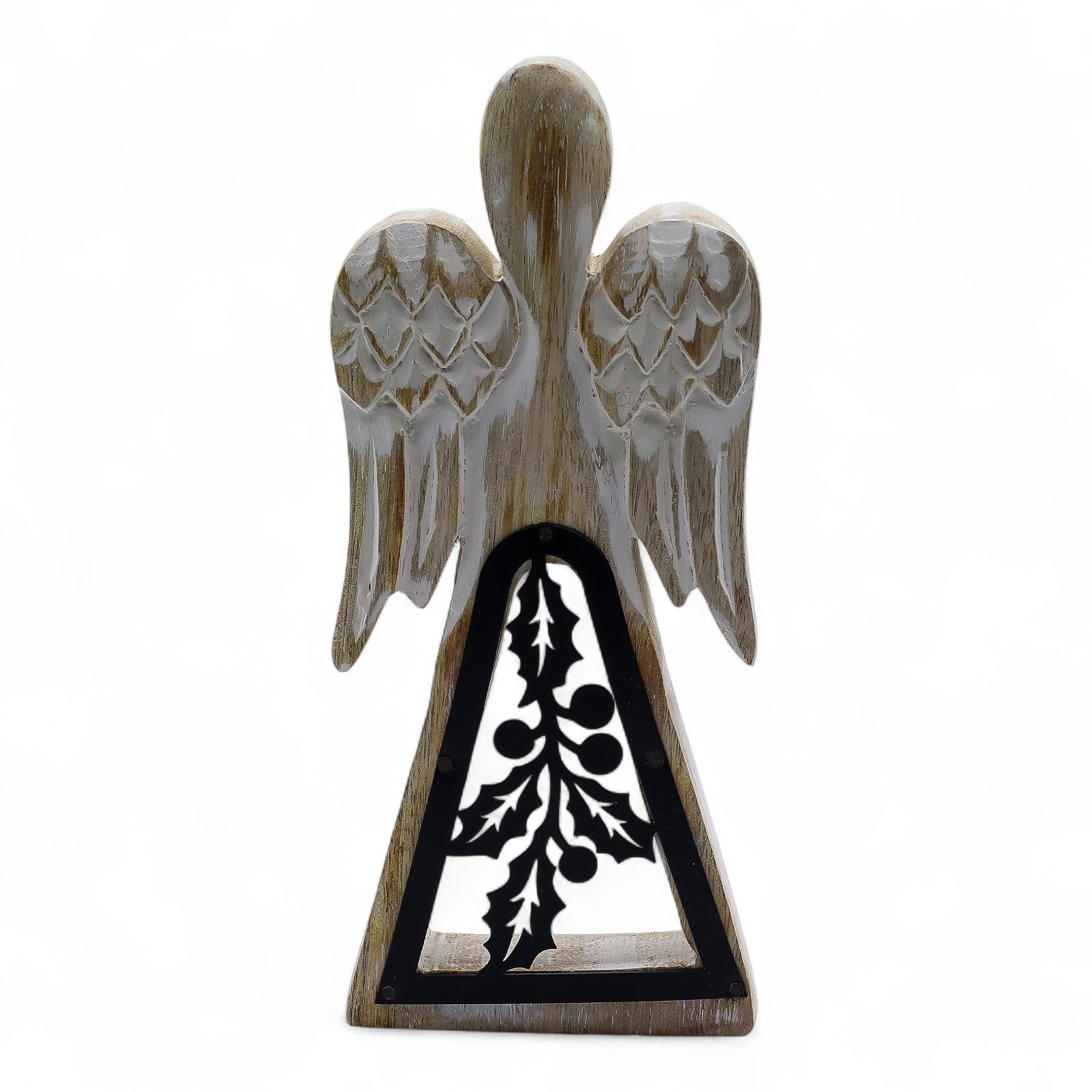 Mango Wood Angel - Whitewash with Iron Decor Cut Out - Image 7