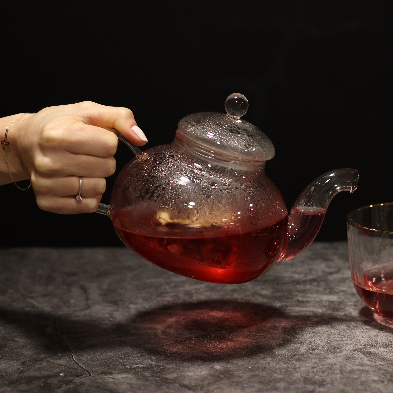 Glass Infuser Teapot - Round Pearl - 800ml - Image 3