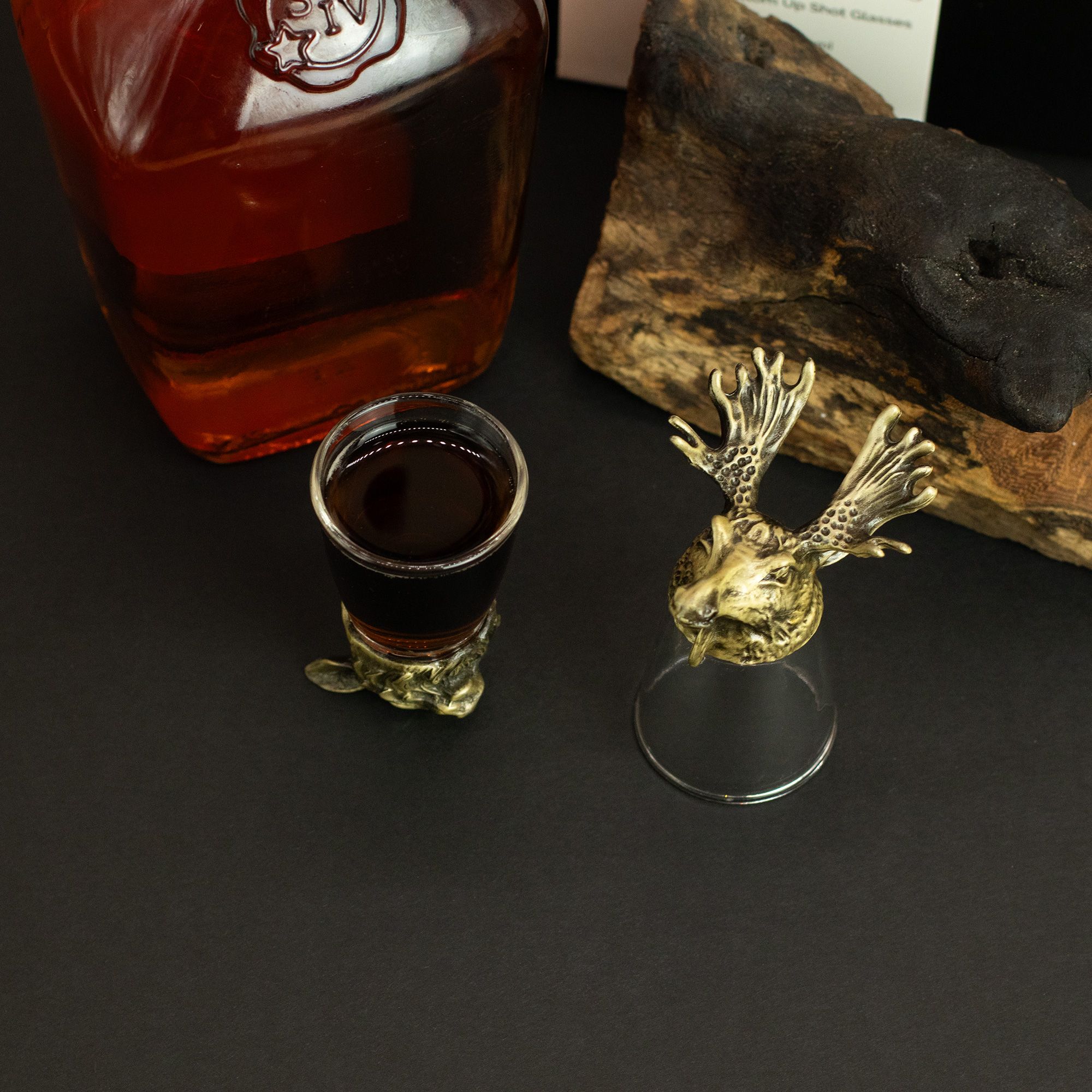 Gift Set of 12 Bottom Up Shot Glasses (25ml) - Forest & Mystical Creatures - Antique Bronze - Image 14