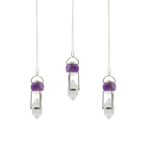 Seeker of Truth - Double Power Pendulum - Amethyst Globe - Clear Quartz Double Terminated