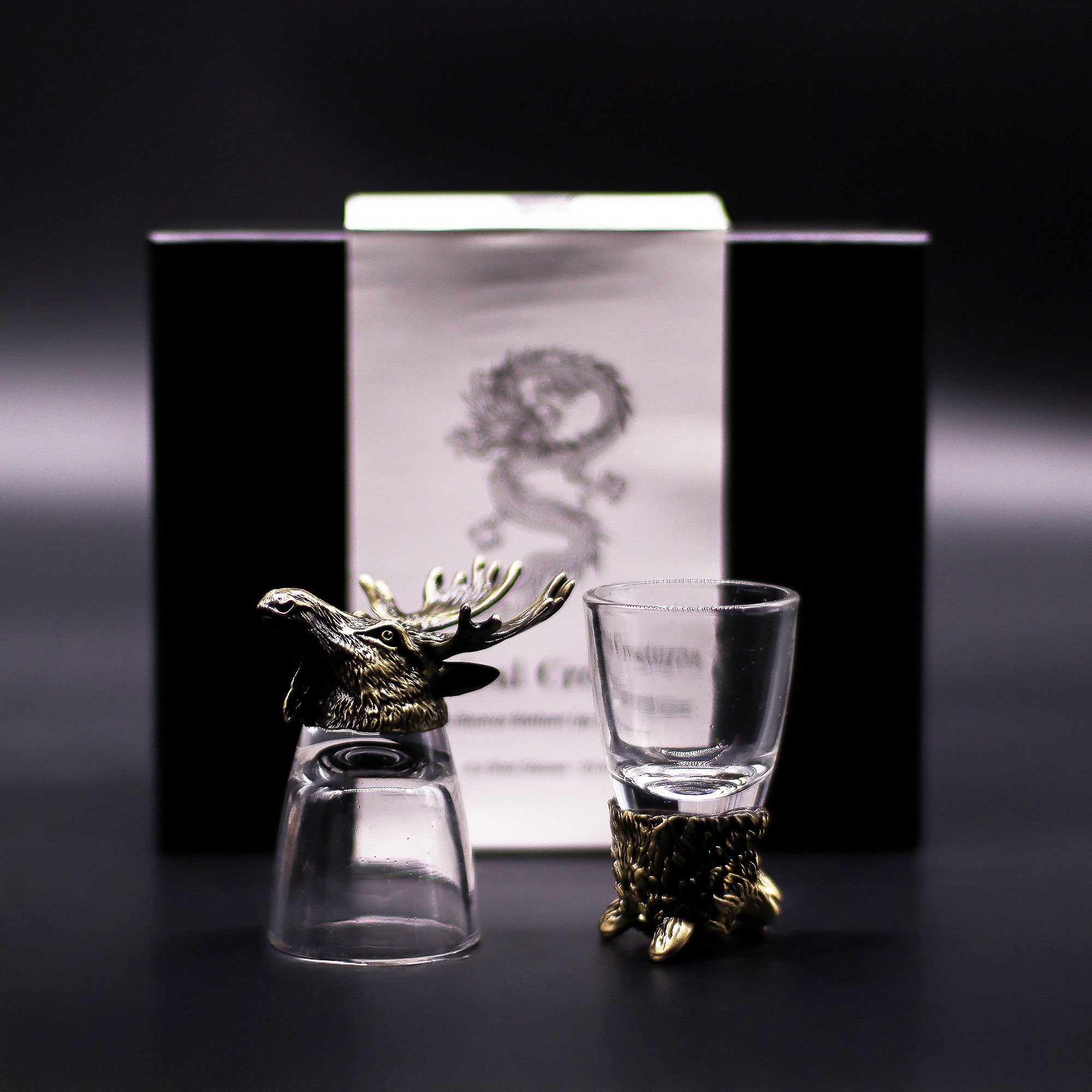 Gift Set of 6 Shot Glasses (50ml) - Wild Forest Creatures - Antique Bronze - Image 9