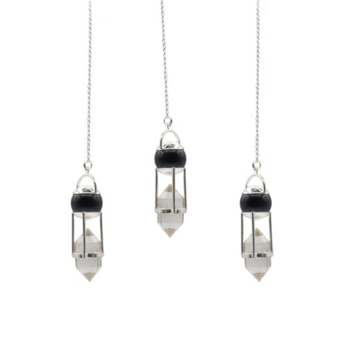 Shadow Seer - Double Power Pendulum - Obsidian Globe - Clear Quartz Double Terminated