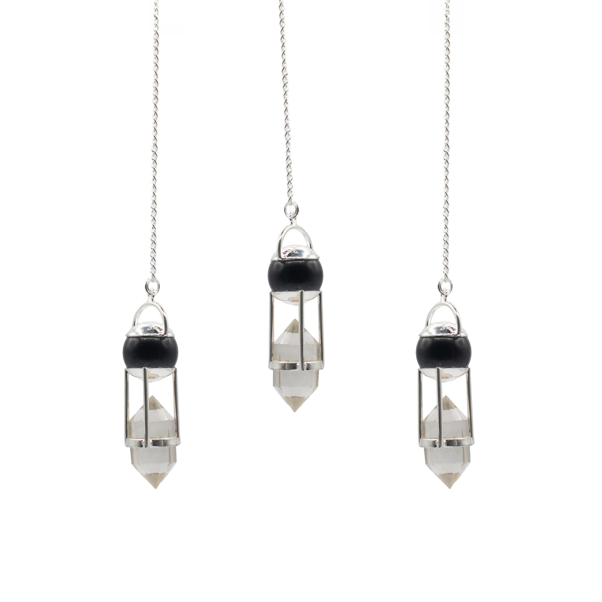 Shadow Seer - Double Power Pendulum - Obsidian Globe - Clear Quartz Double Terminated