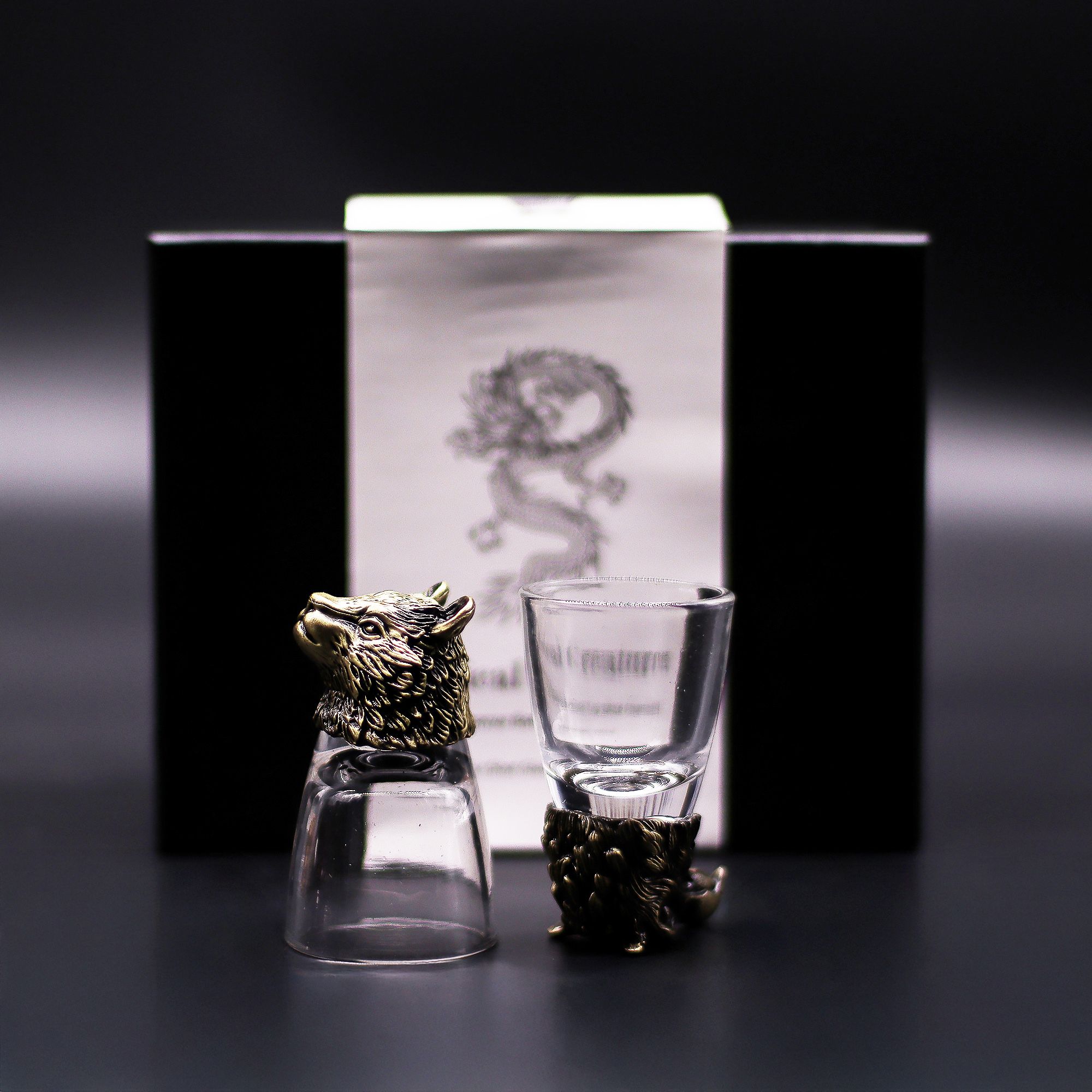 Gift Set of 6 Shot Glasses (50ml) - Wild Forest Creatures - Antique Bronze - Image 6