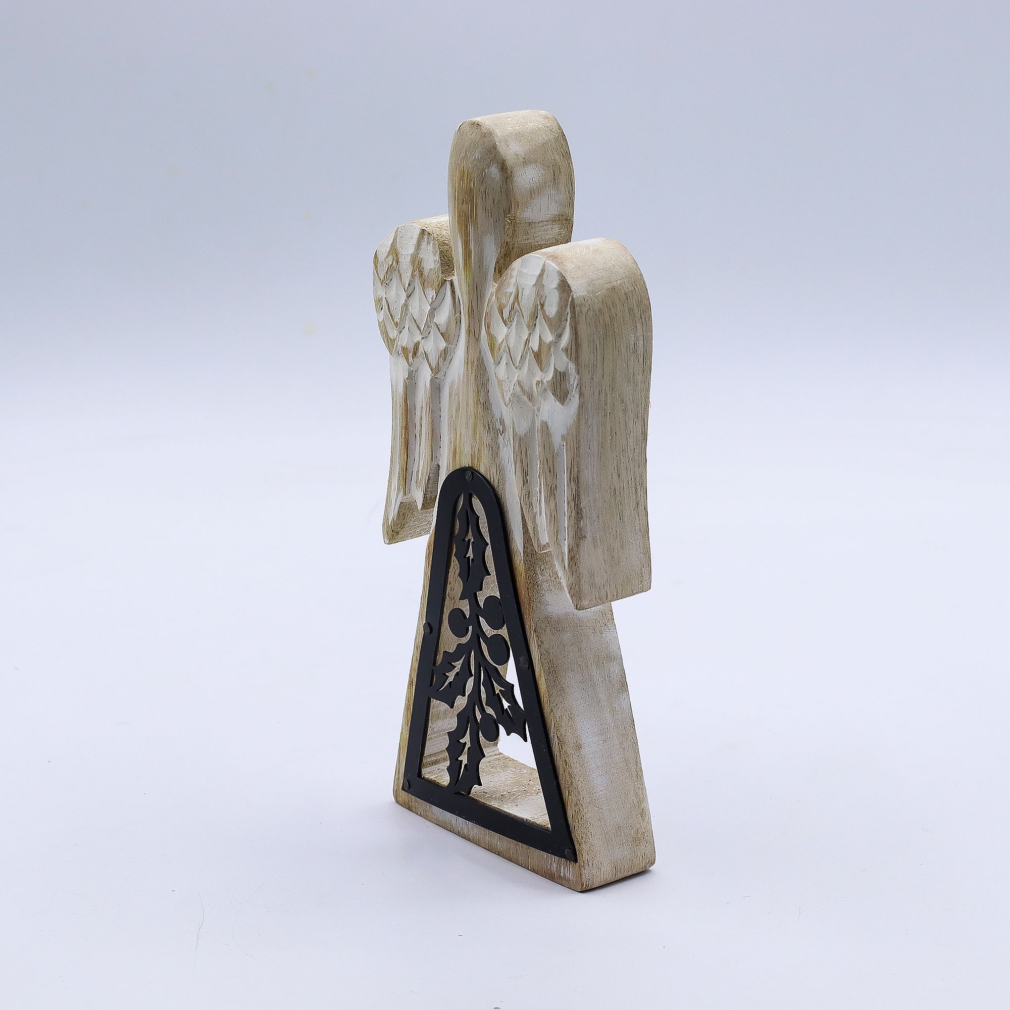 Mango Wood Angel - Whitewash with Iron Decor Cut Out - Image 2