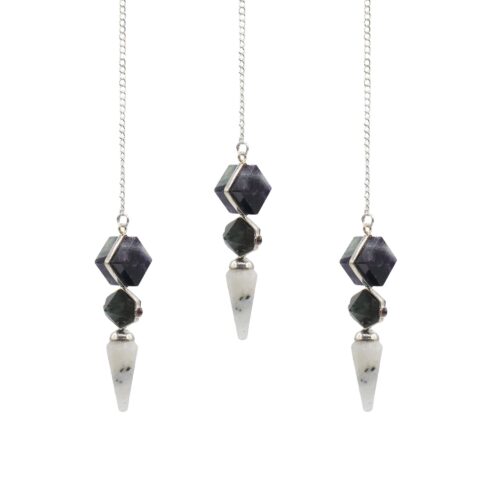 Psychic Gateway Edition - Three Piece Pendulum - Multi Fluorite - Labradorite - Rainbow Moonstone