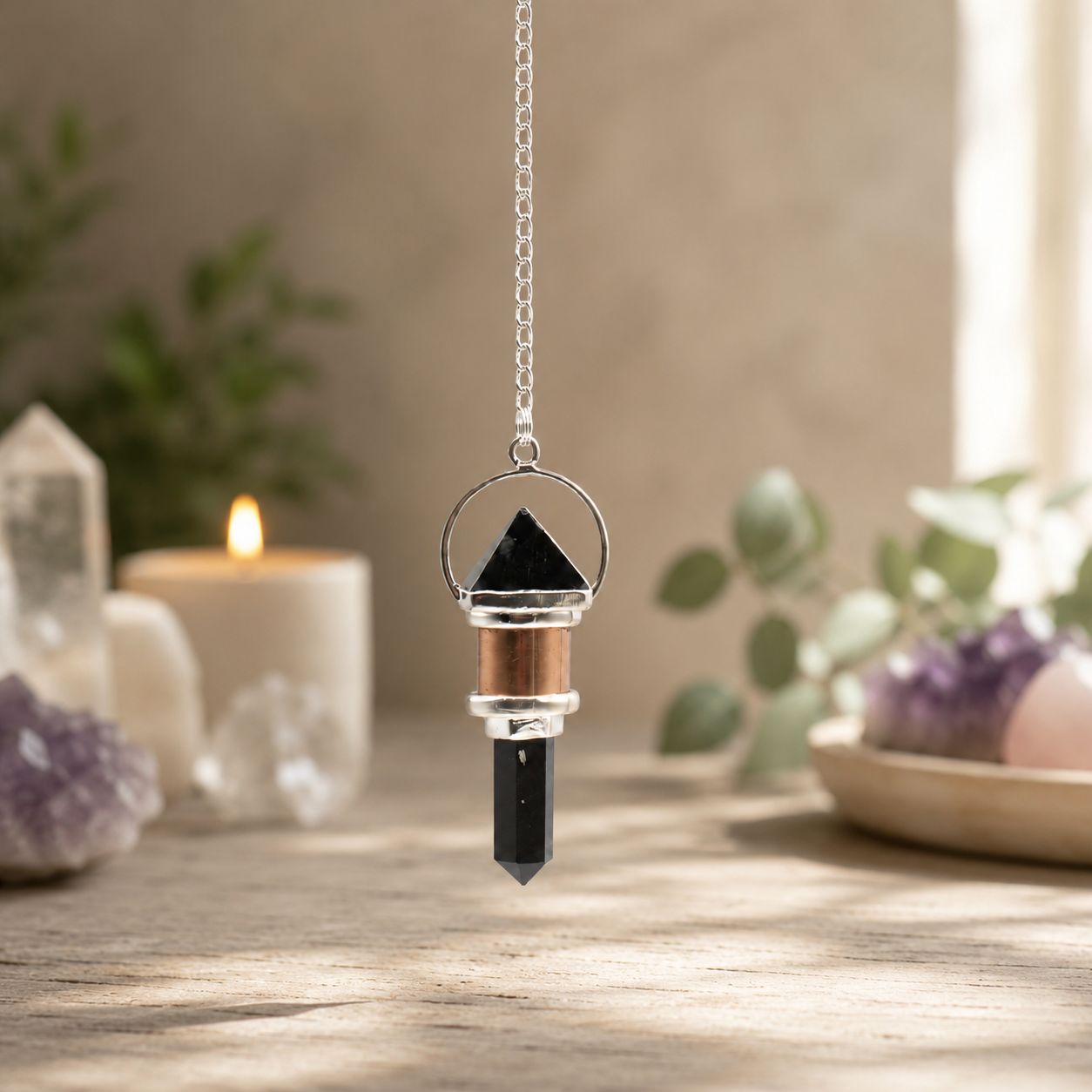 The Night Watcher- Combo Piece Copper Pendulum - Obsidian - Image 3