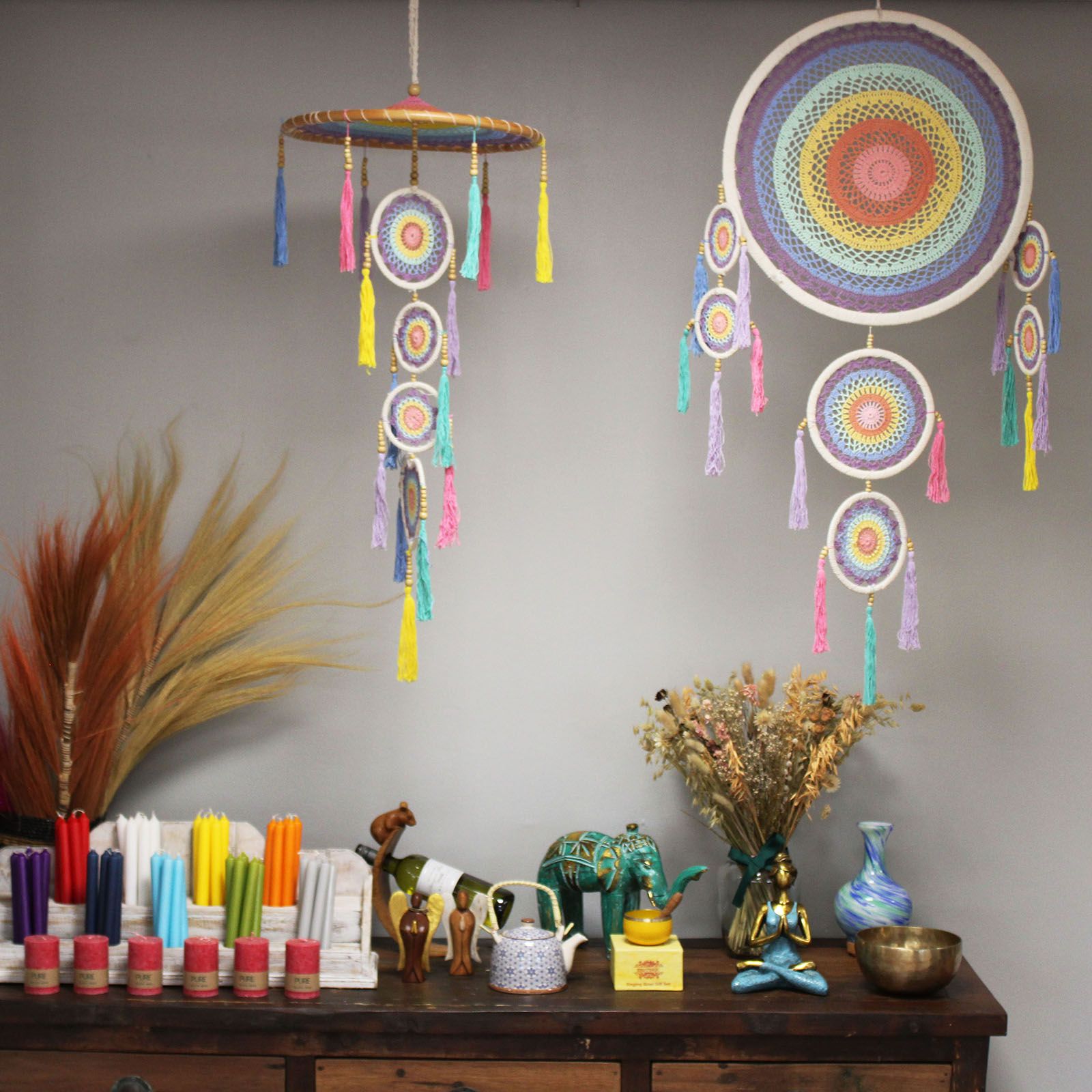 Large Dreamcatcher (55cm) - Pastel Rainbow - Image 4
