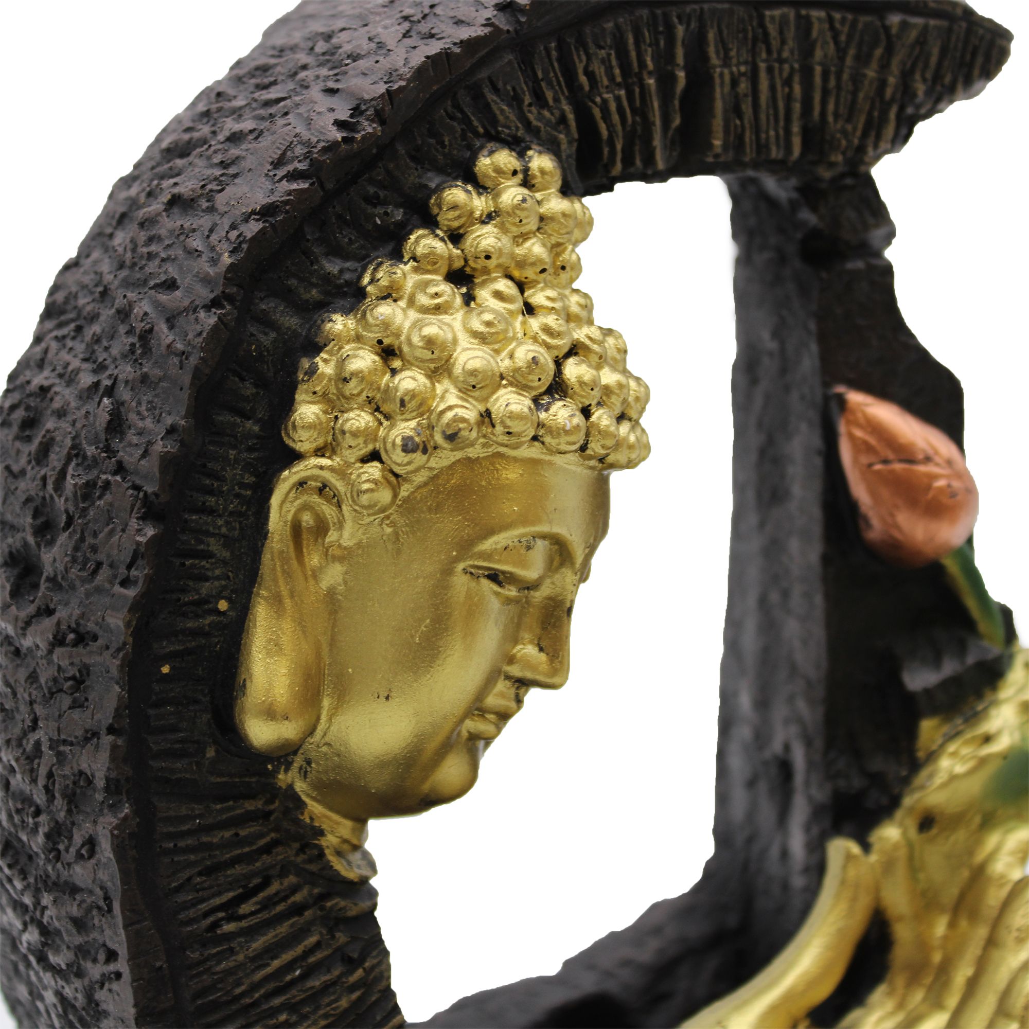 Tabletop Water Feature - 30cm - Golden Buddha & Lotus - Image 4