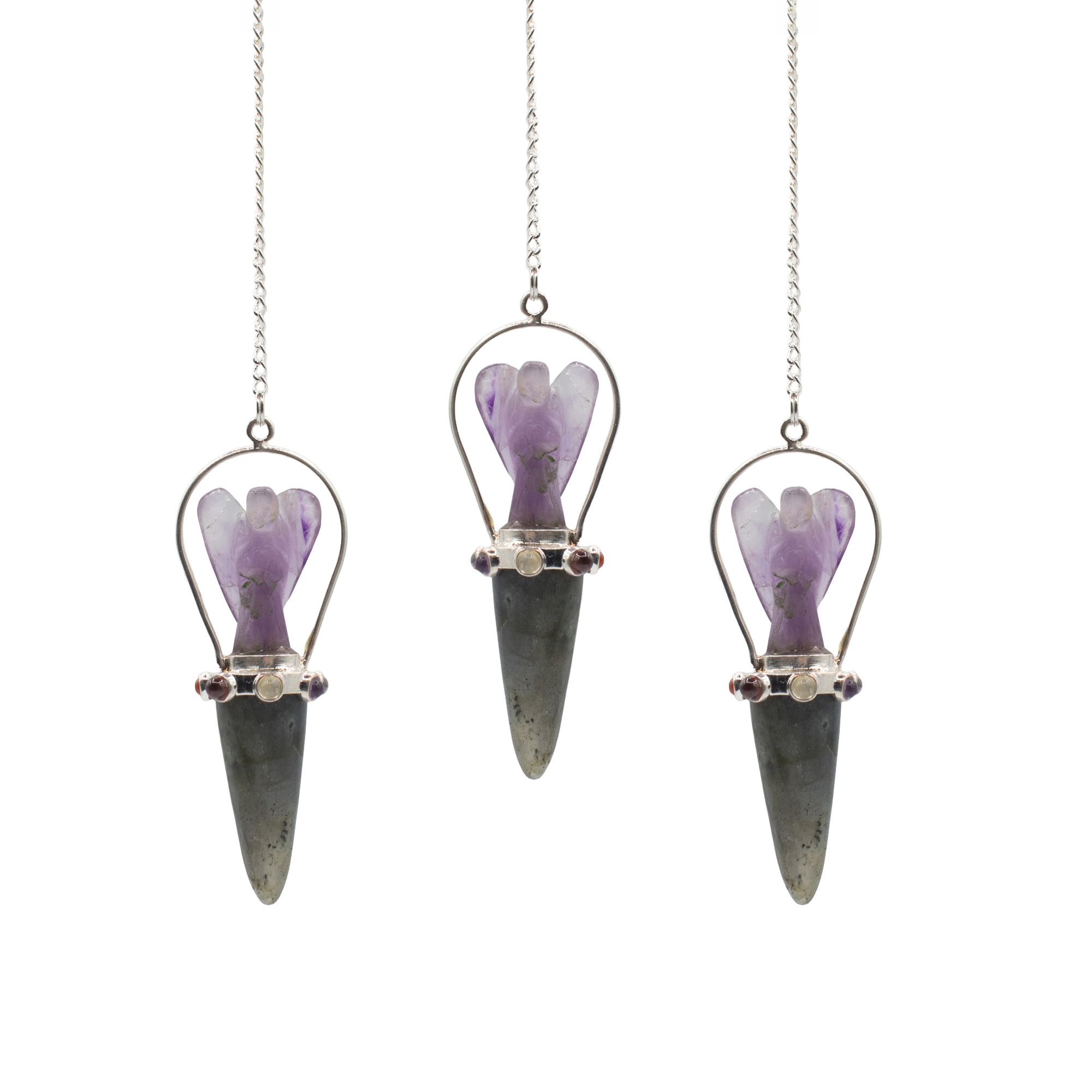 Veilwalker - Two Piece Angel Pendulum - Chakra Band - Labradorite & Amethyst - Image 3