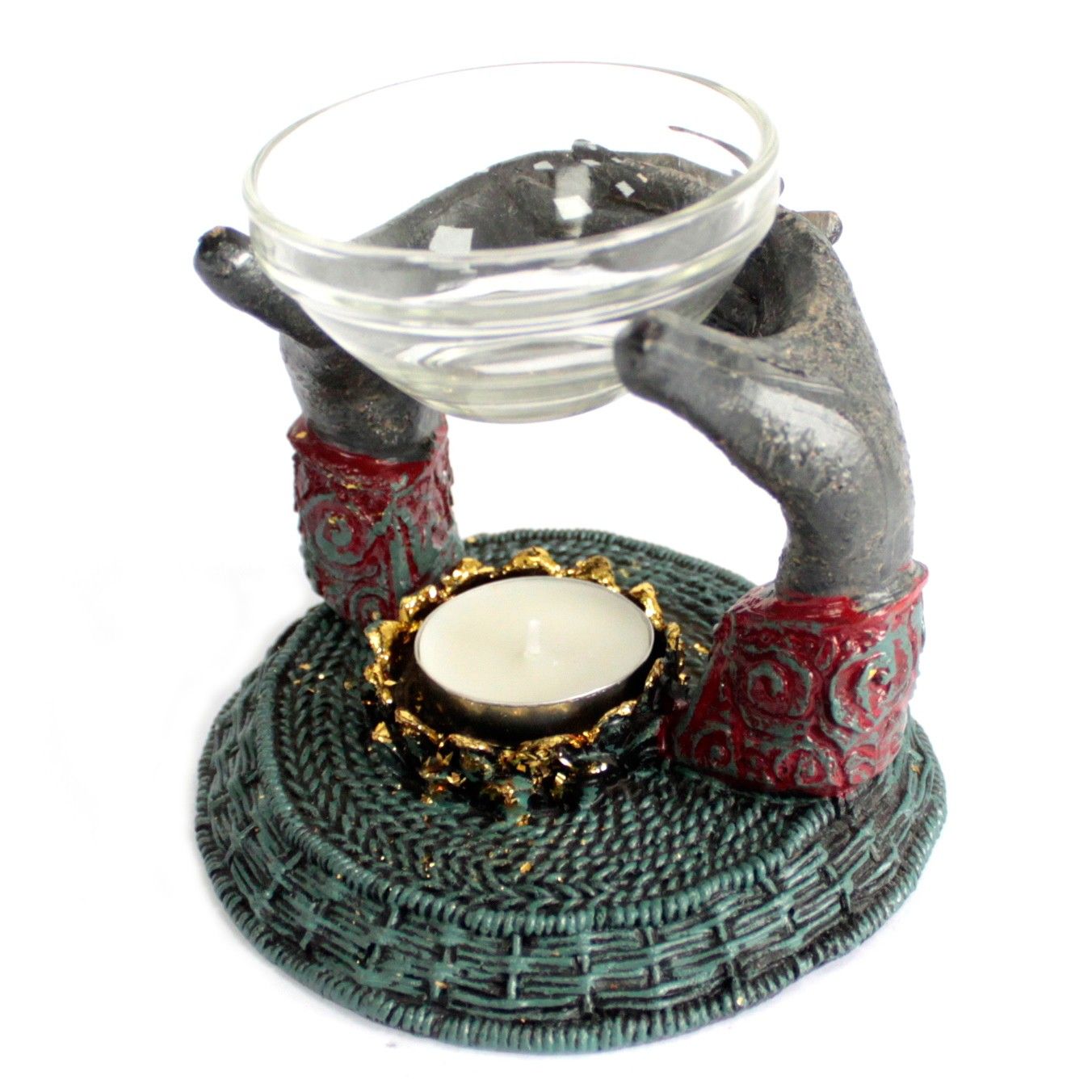 Antique Buddha - Offering Hands Oil Burner - Image 4