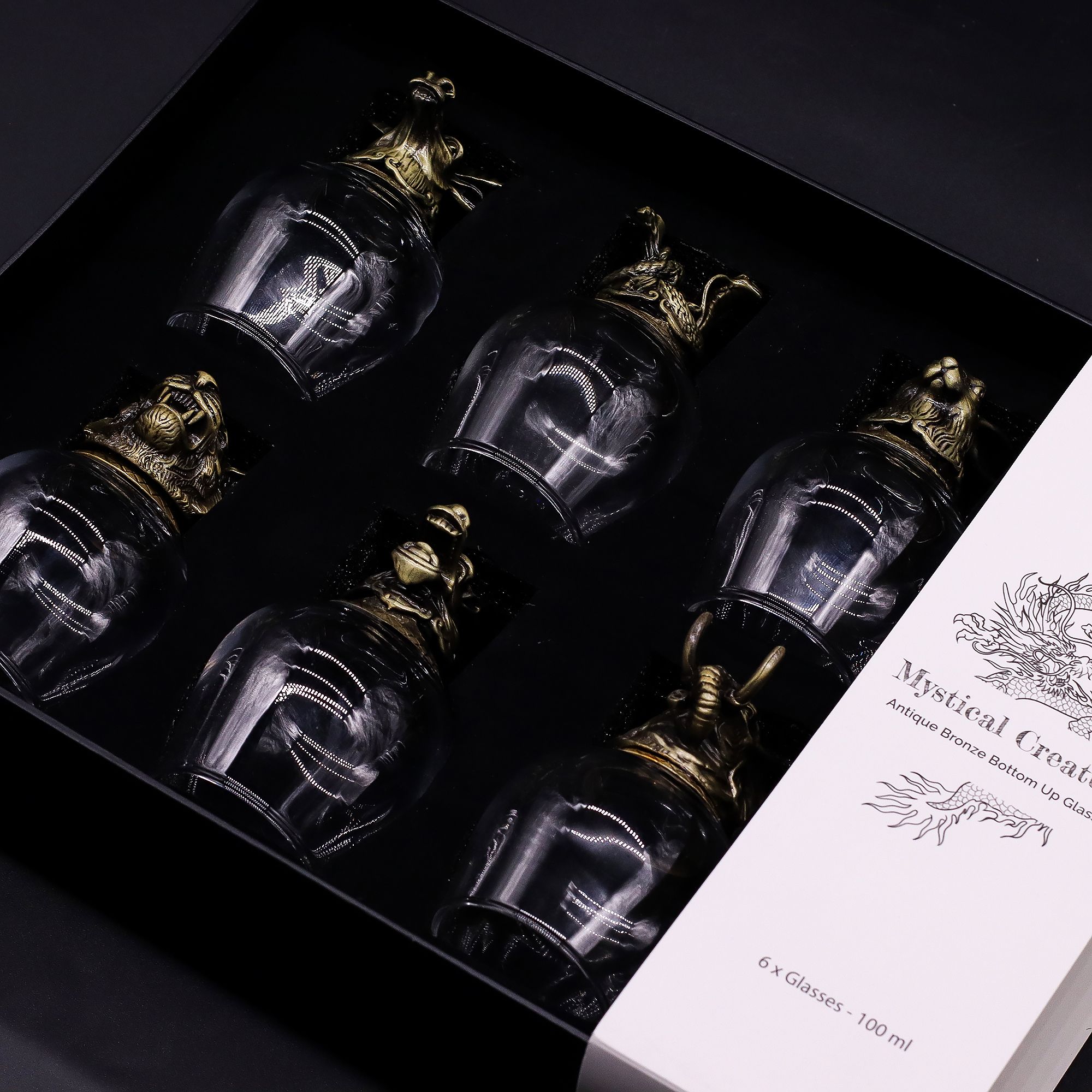 Gift Set of 6 Glasses (100ml) - Mystical Creatures - Antique Bronze - Image 10