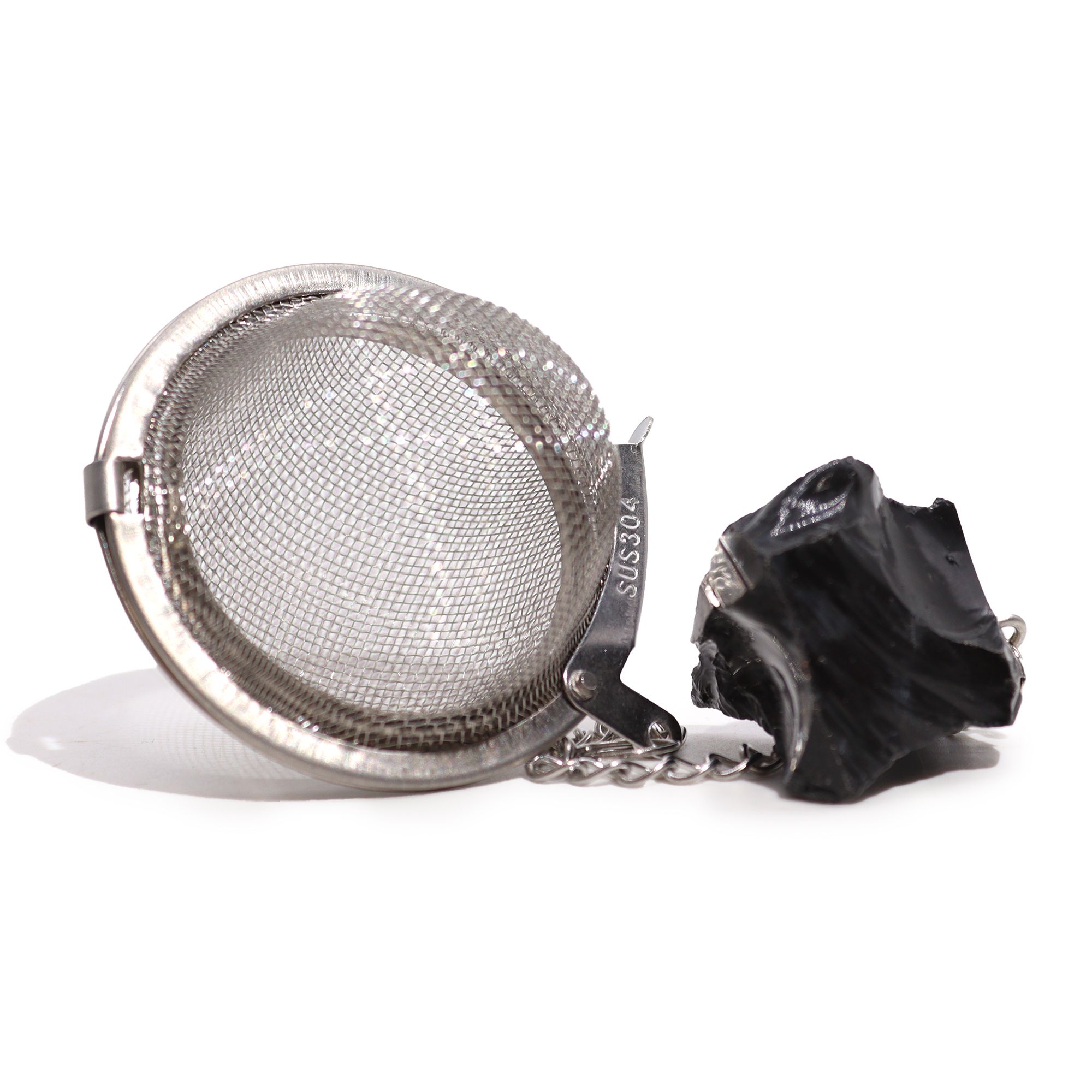 Raw Crystal Gemstone Tea Strainer - Black Obsidian - Image 4