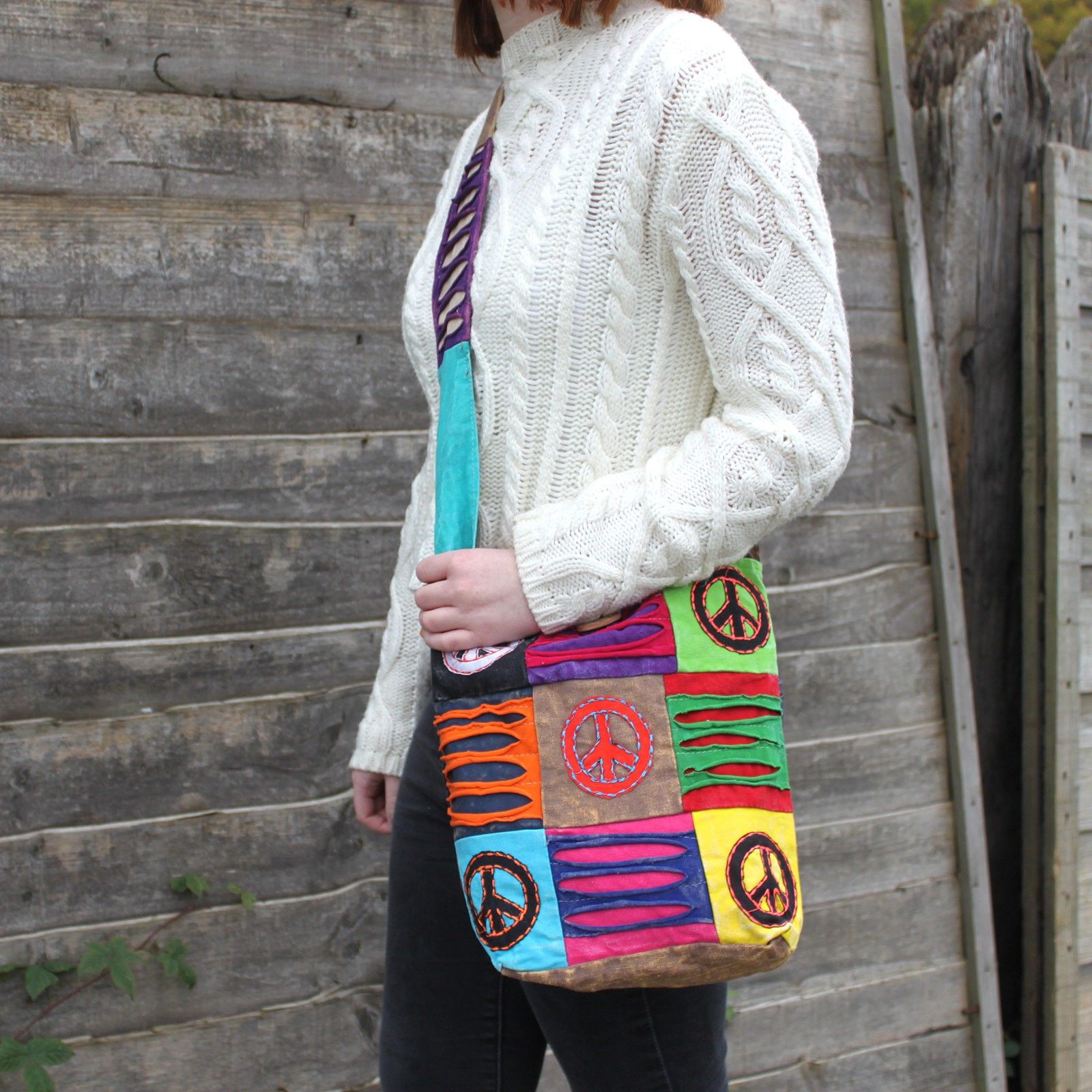 Ethnic Sling Bag - Sand / Peace - Image 3