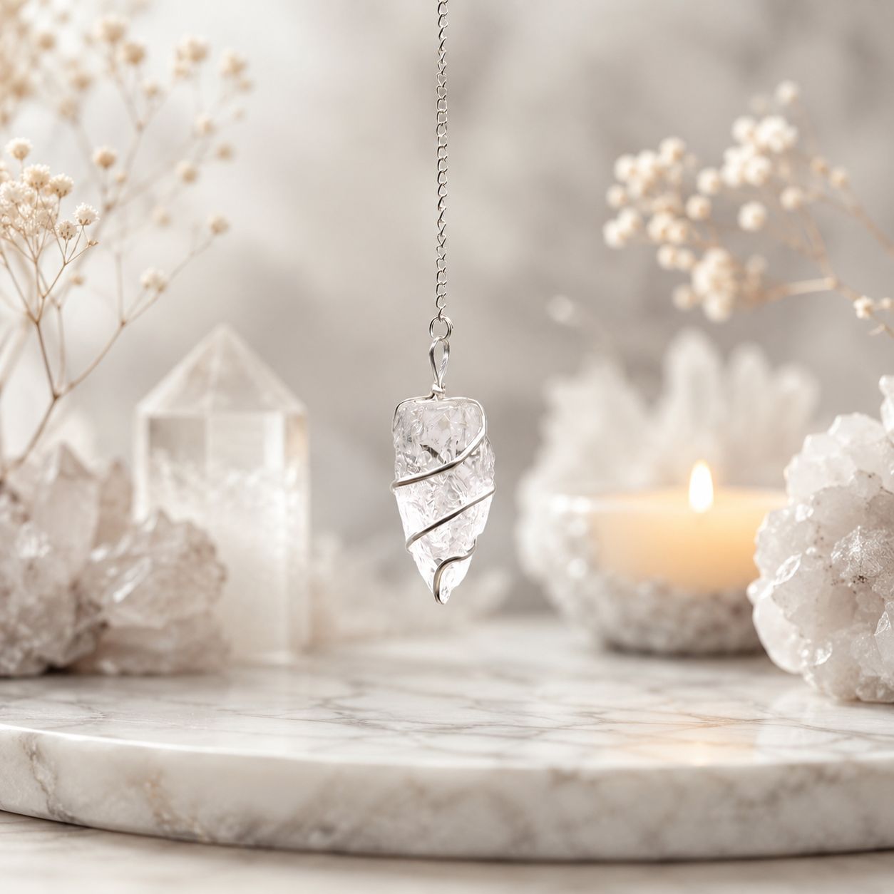 Raw Gemstone Pendulum - Rock Quartz - Image 2