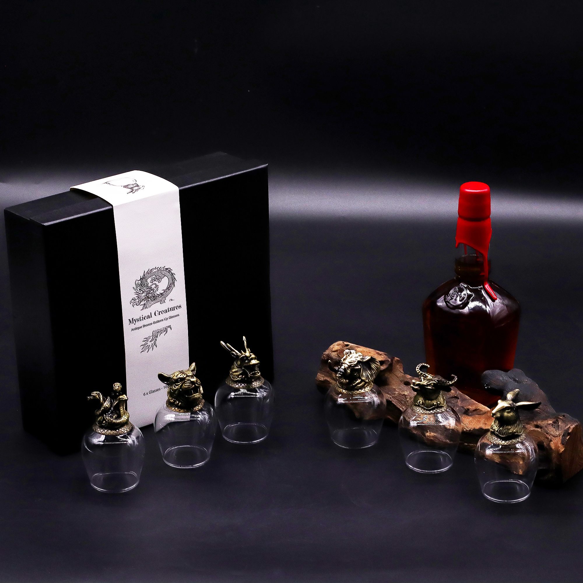 Gift Set of 6 Glasses (100ml) - Mystical Creatures - Antique Bronze - Image 4