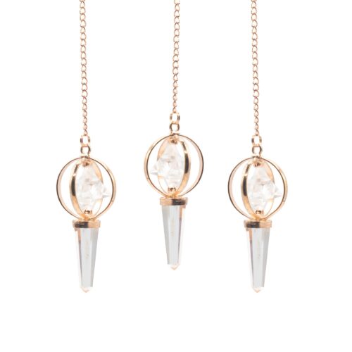 Stellar Gateway - Two Piece Spinning Merkaba Star in Copper Pendulum -  Clear Quartz