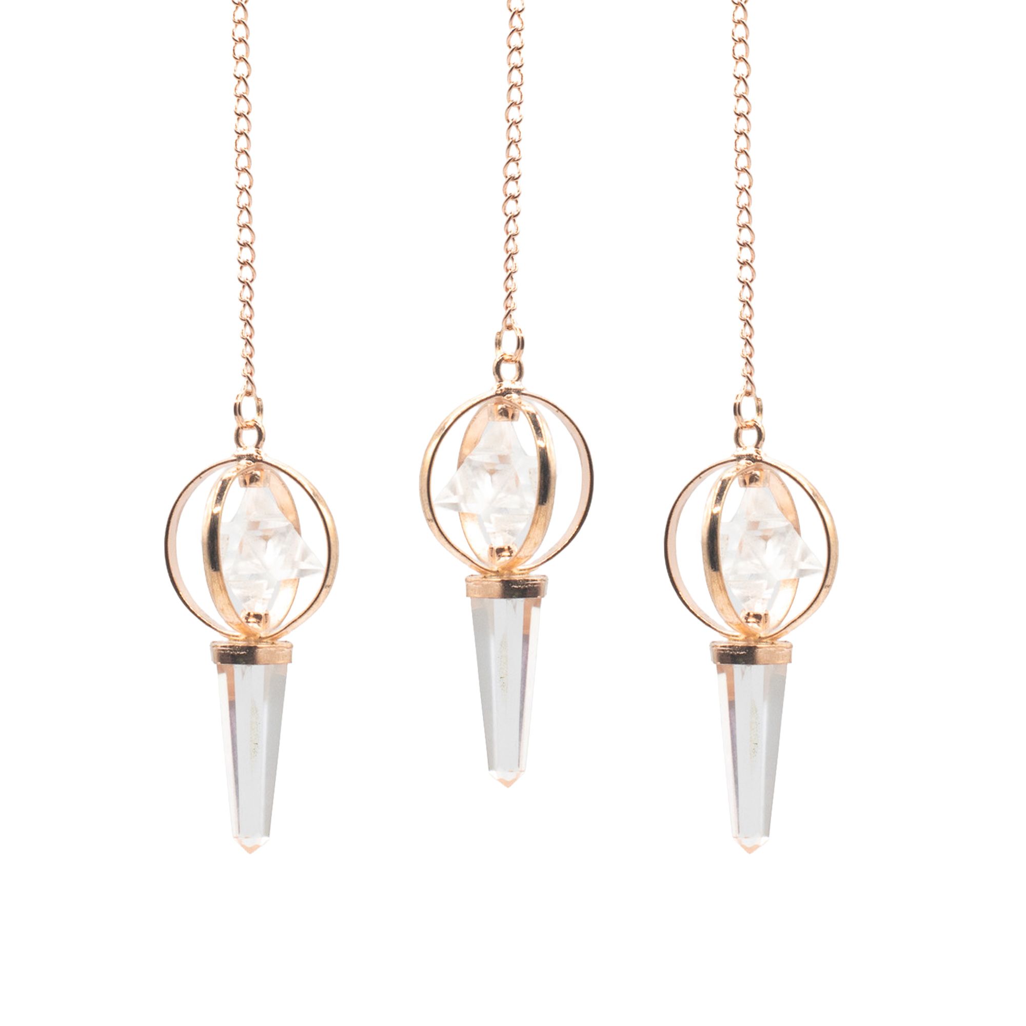 Stellar Gateway - Two Piece Spinning Merkaba Star in Copper Pendulum - Clear Quartz