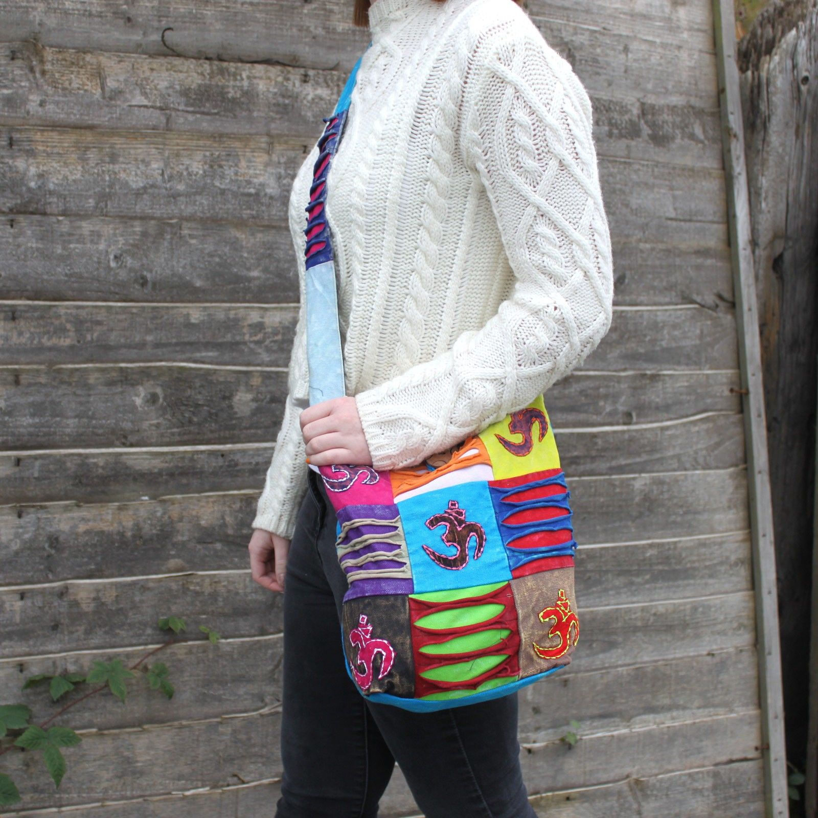 Ethnic Sling Bag - Teal / Om - Image 2