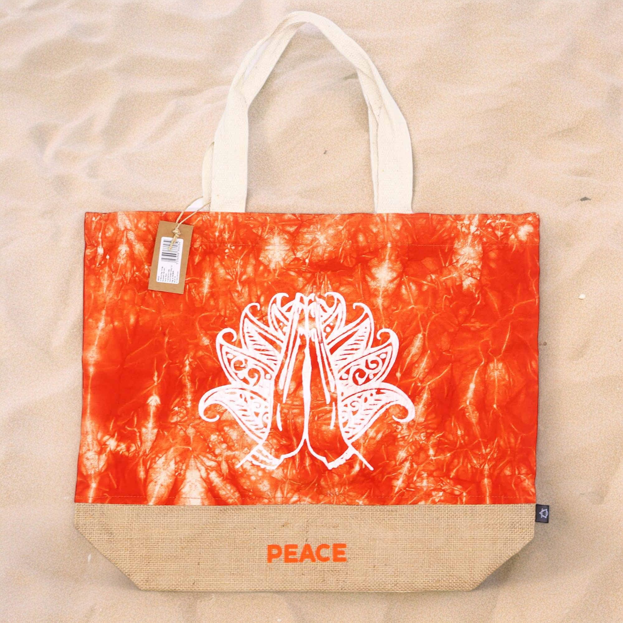 All Natural Bag - Orange Stonewash - Namaste Hand - Peace - Image 2