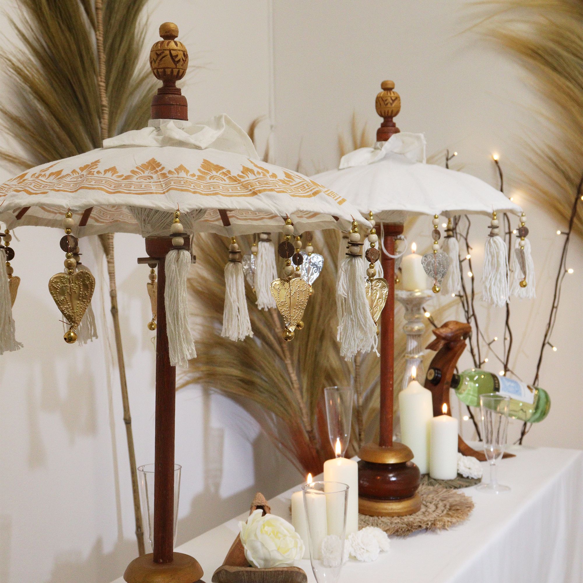Bali Home Decor Parasol - Canvas - Gold Decor- 40cm - Image 2