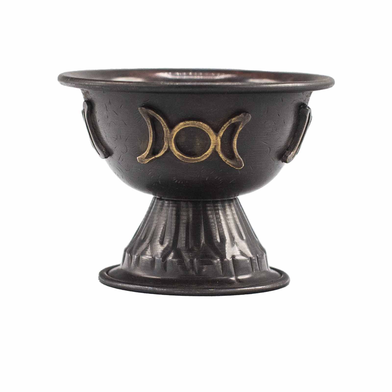 Antique Copper Ritual Chalice Triple Moon 10x8cm - Image 4