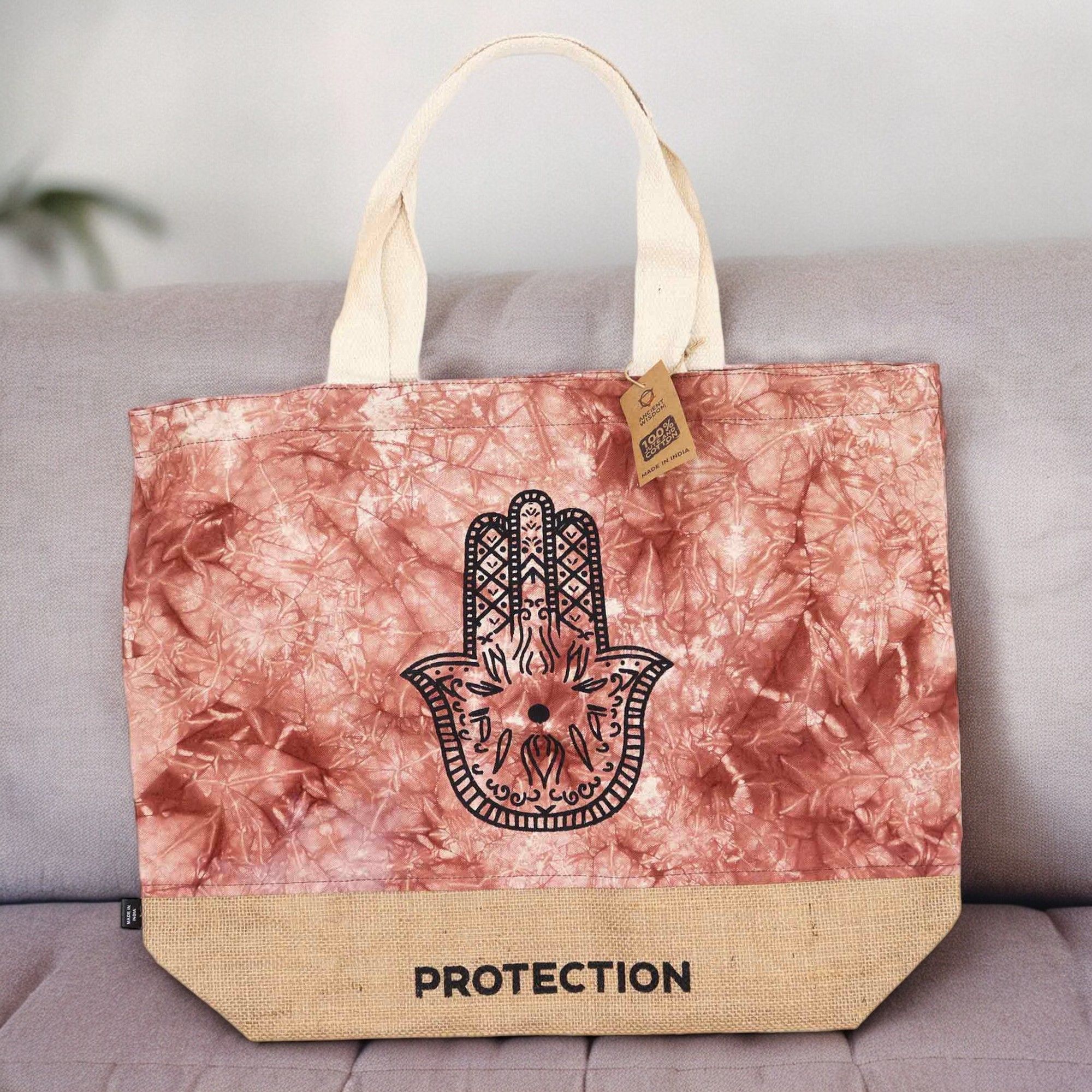 All Natural Bag - Terracotta Stonewash - Hamsa - Protection - Image 2