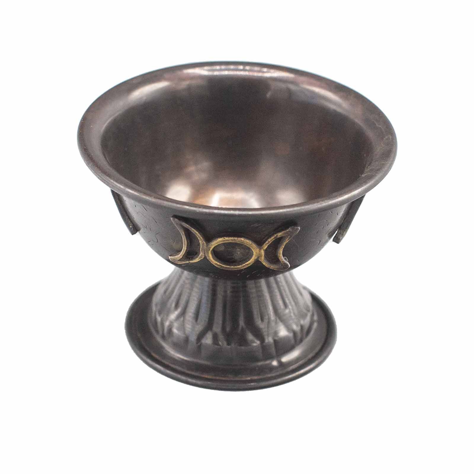 Antique Copper Ritual Chalice Triple Moon 10x8cm - Image 3