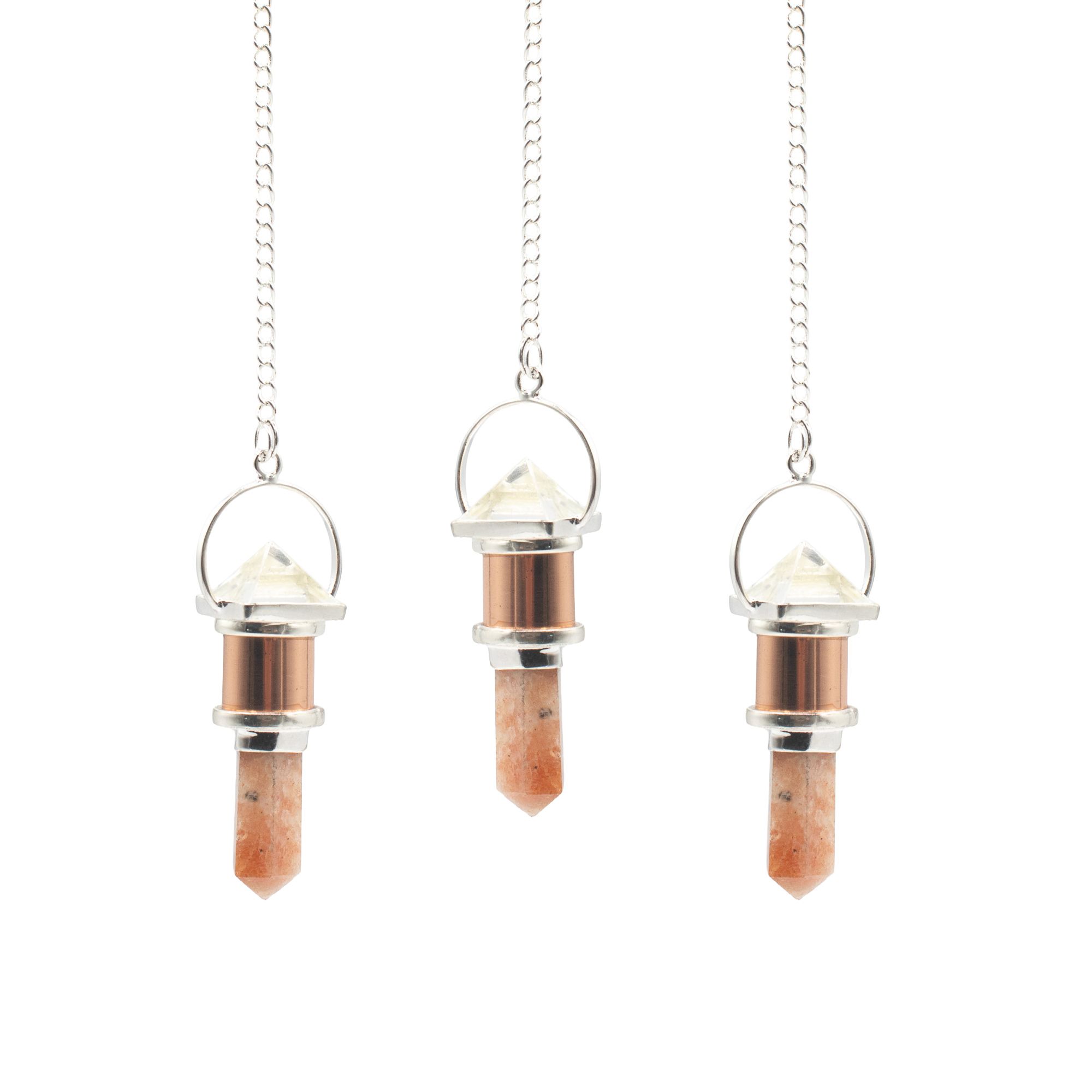The Moon Chamber- Combo Piece Copper Pendulum - Clear Quartz & Sunstone