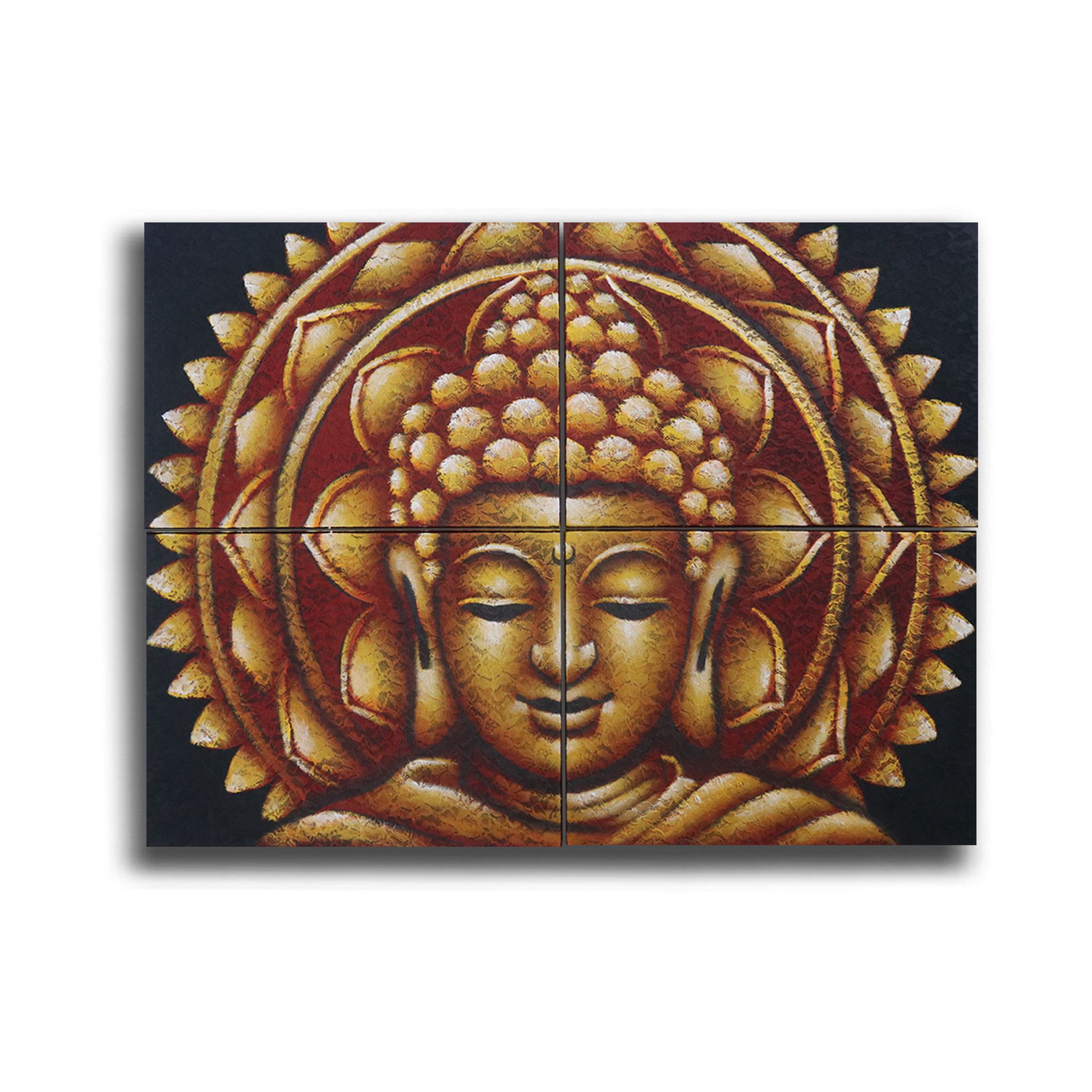Set of 4 Gold Buddha Mandala Brocade Detail 30x40cm - Image 2