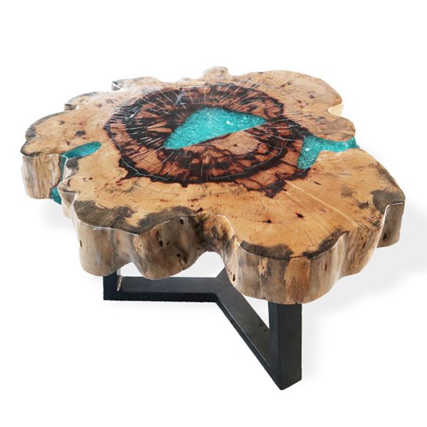 Tamarind and Resin Coffee Table - Aqua - Image 3