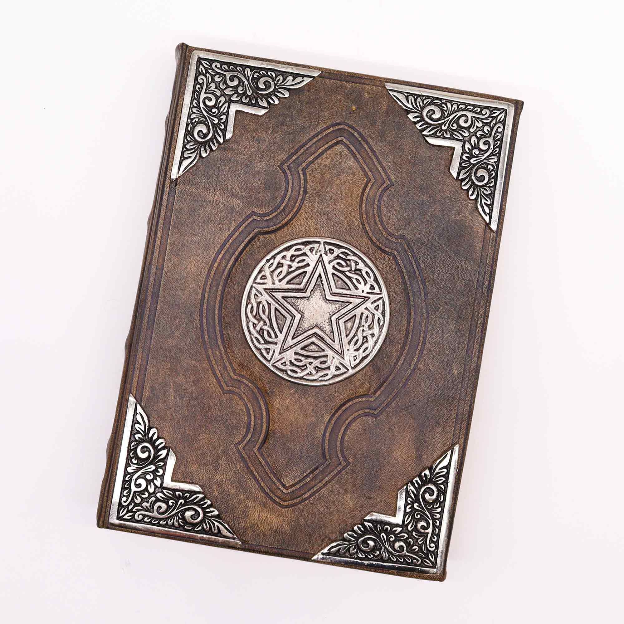 Heafty Brown Tan Book - Zinc Pentagon Decor - 200 Deckle Edges Pages - 26x18cm - Image 4