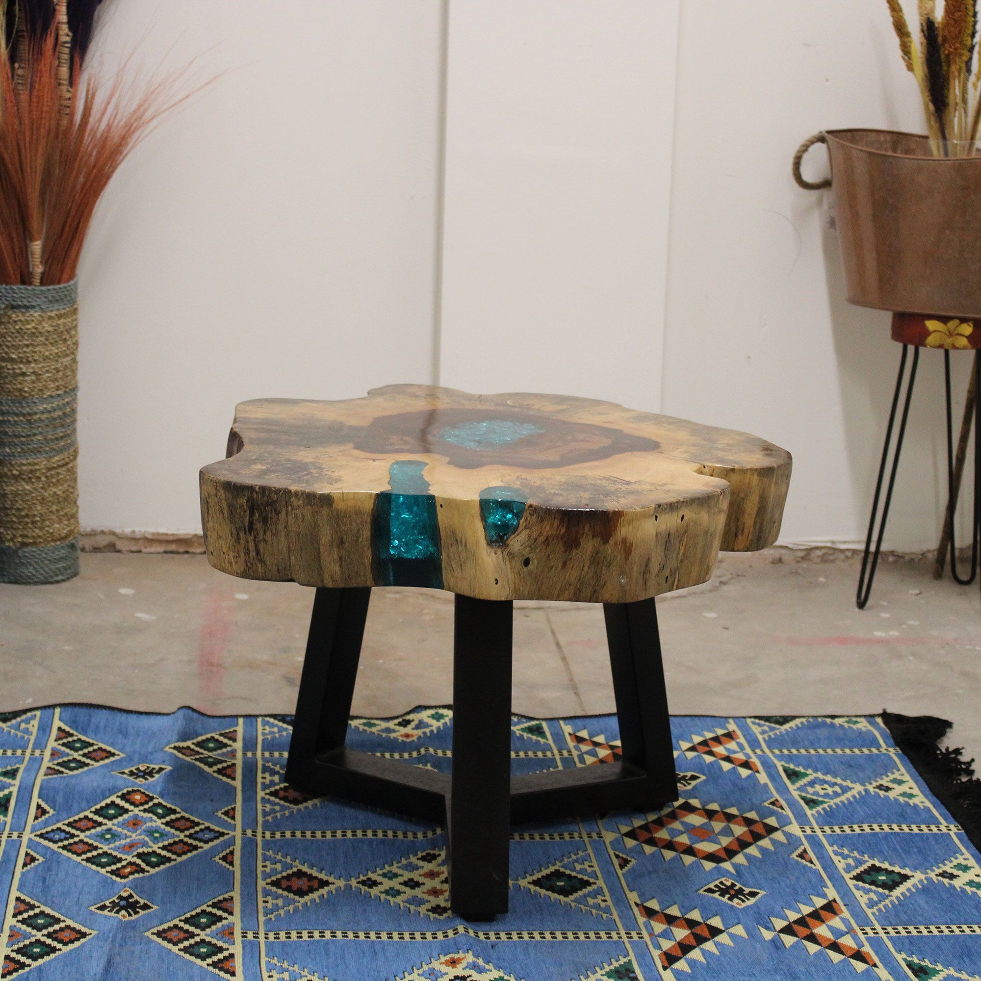 Tamarind and Resin Coffee Table - Aqua - Image 7