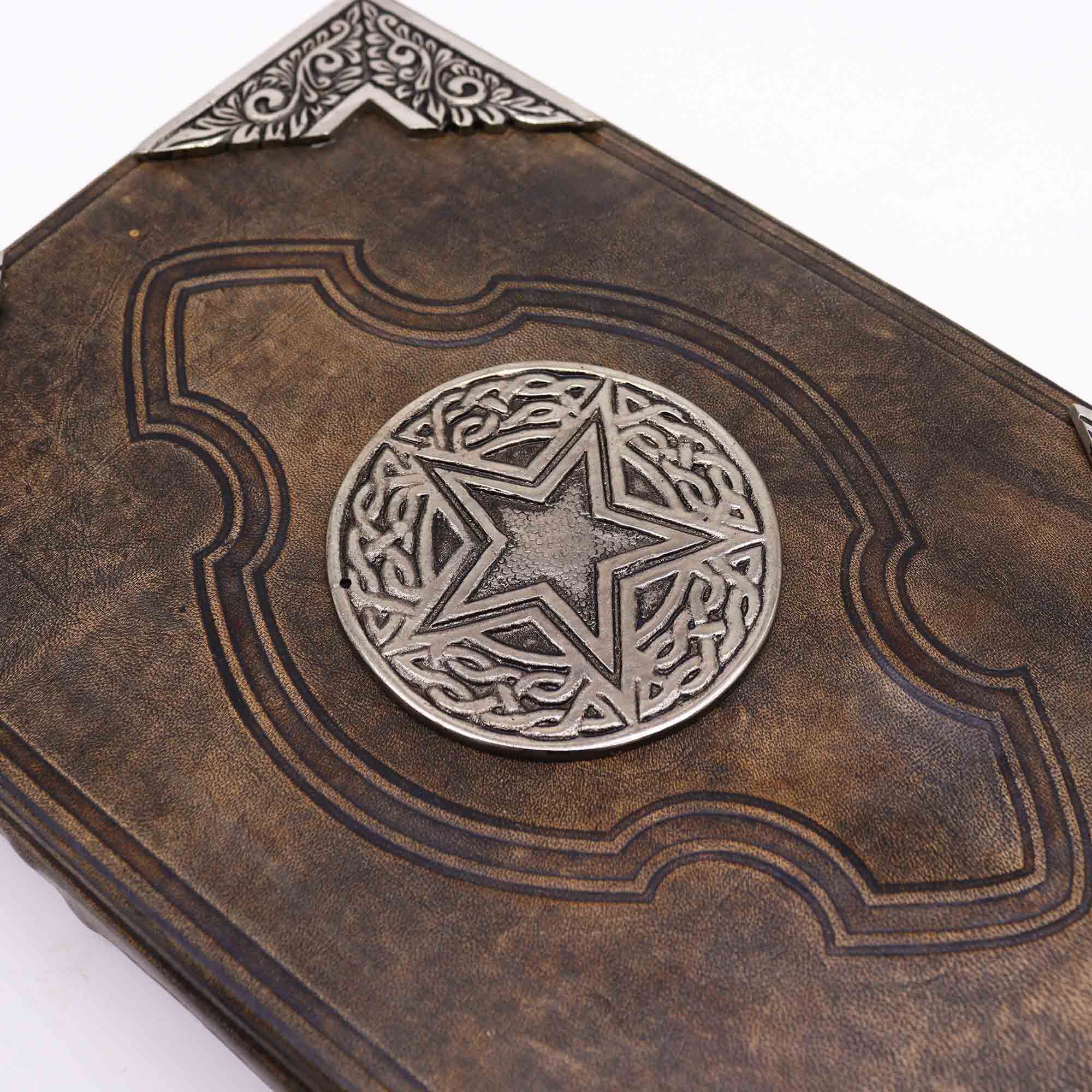 Heafty Brown Tan Book - Zinc Pentagon Decor - 200 Deckle Edges Pages - 26x18cm - Image 2
