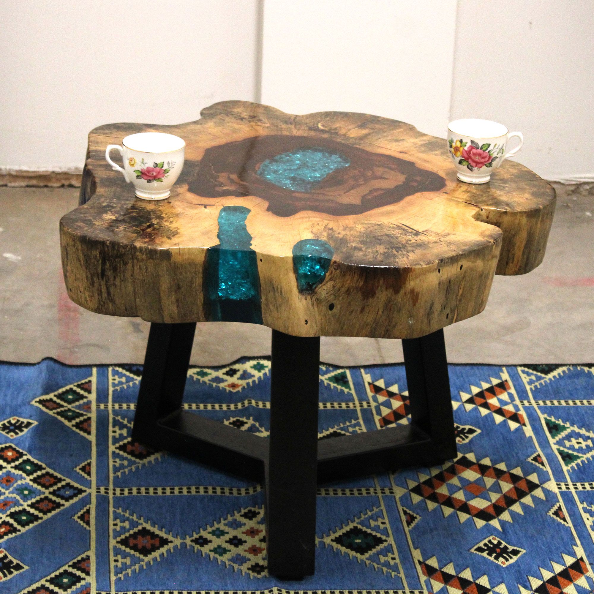 Tamarind and Resin Coffee Table - Aqua - Image 6